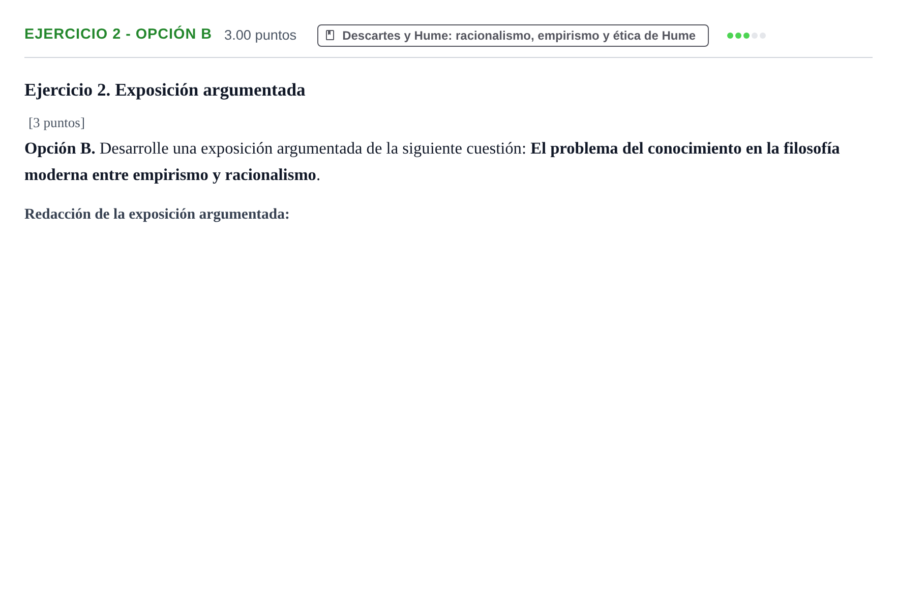Enunciado: Ejercicio 2 - Opción B · Historia de la Filosofía PAU Asturias Ordinaria 2026