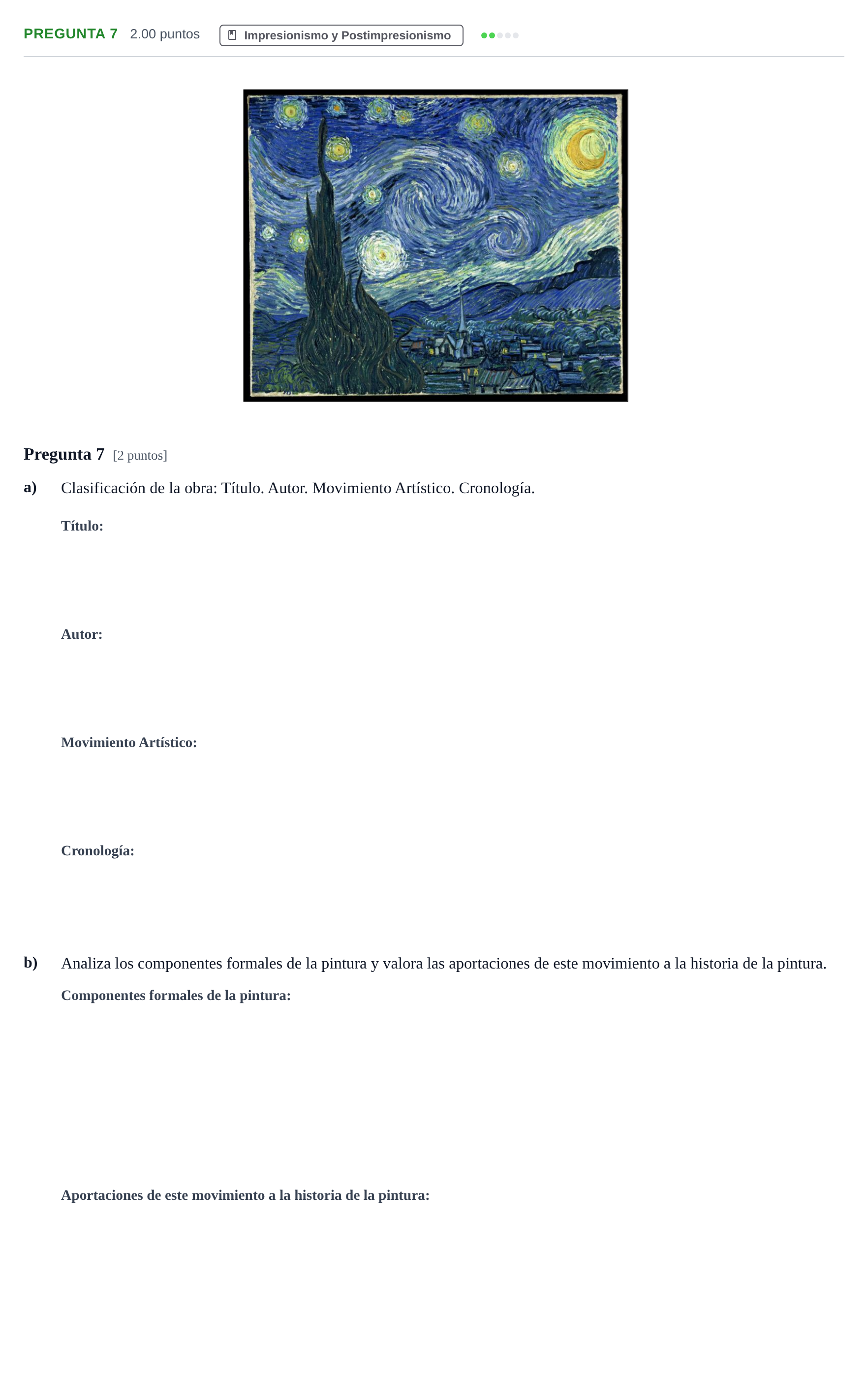 Enunciado: Pregunta 7 · Historia del Arte PAU Asturias Ordinaria 2026