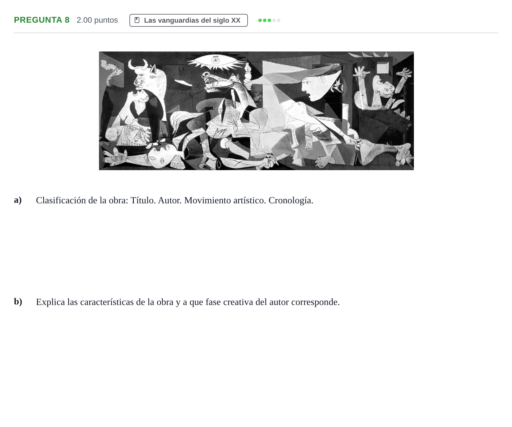 Enunciado: Pregunta 8 · Historia del Arte PAU Asturias Extraordinaria 2026