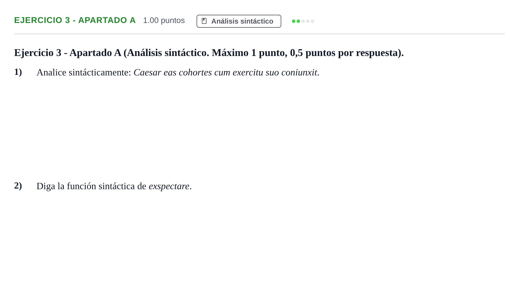 Enunciado: Ejercicio 3 - Apartado A · Latín II PAU Asturias Extraordinaria 2026