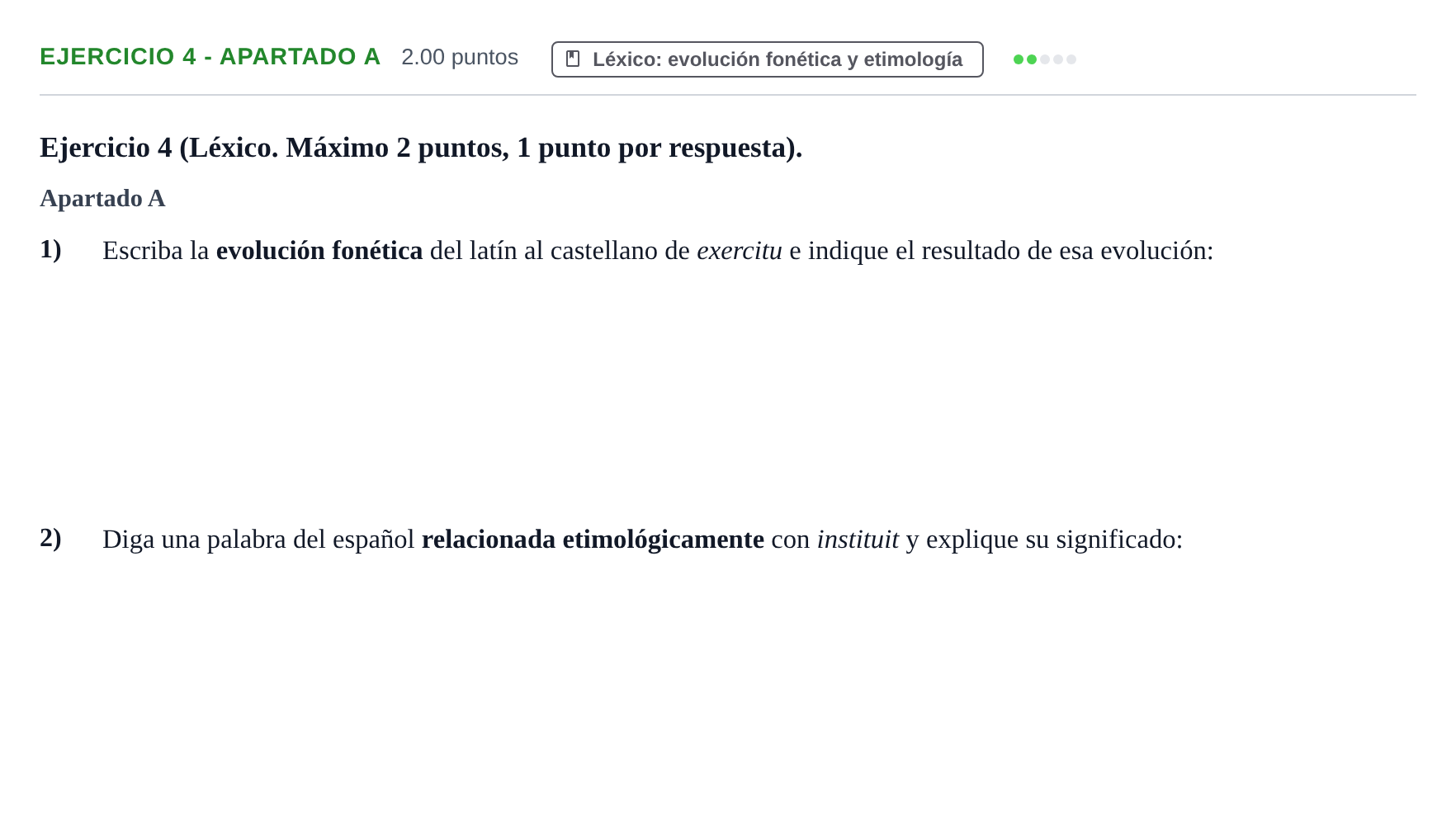 Enunciado: Ejercicio 4 - Apartado A · Latín II PAU Asturias Extraordinaria 2026