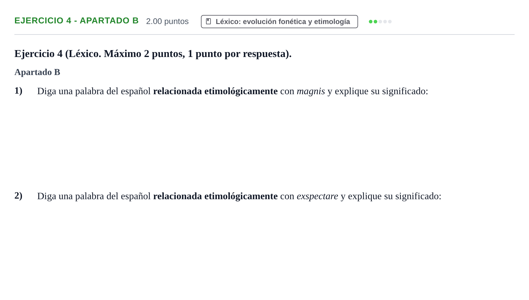 Enunciado: Ejercicio 4 - Apartado B · Latín II PAU Asturias Extraordinaria 2026