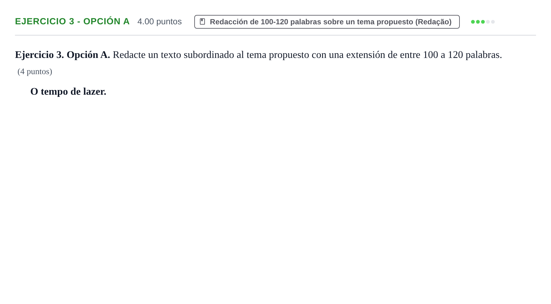 Enunciado: Ejercicio 3 - Opción A · Portugués PAU Asturias Extraordinaria 2026