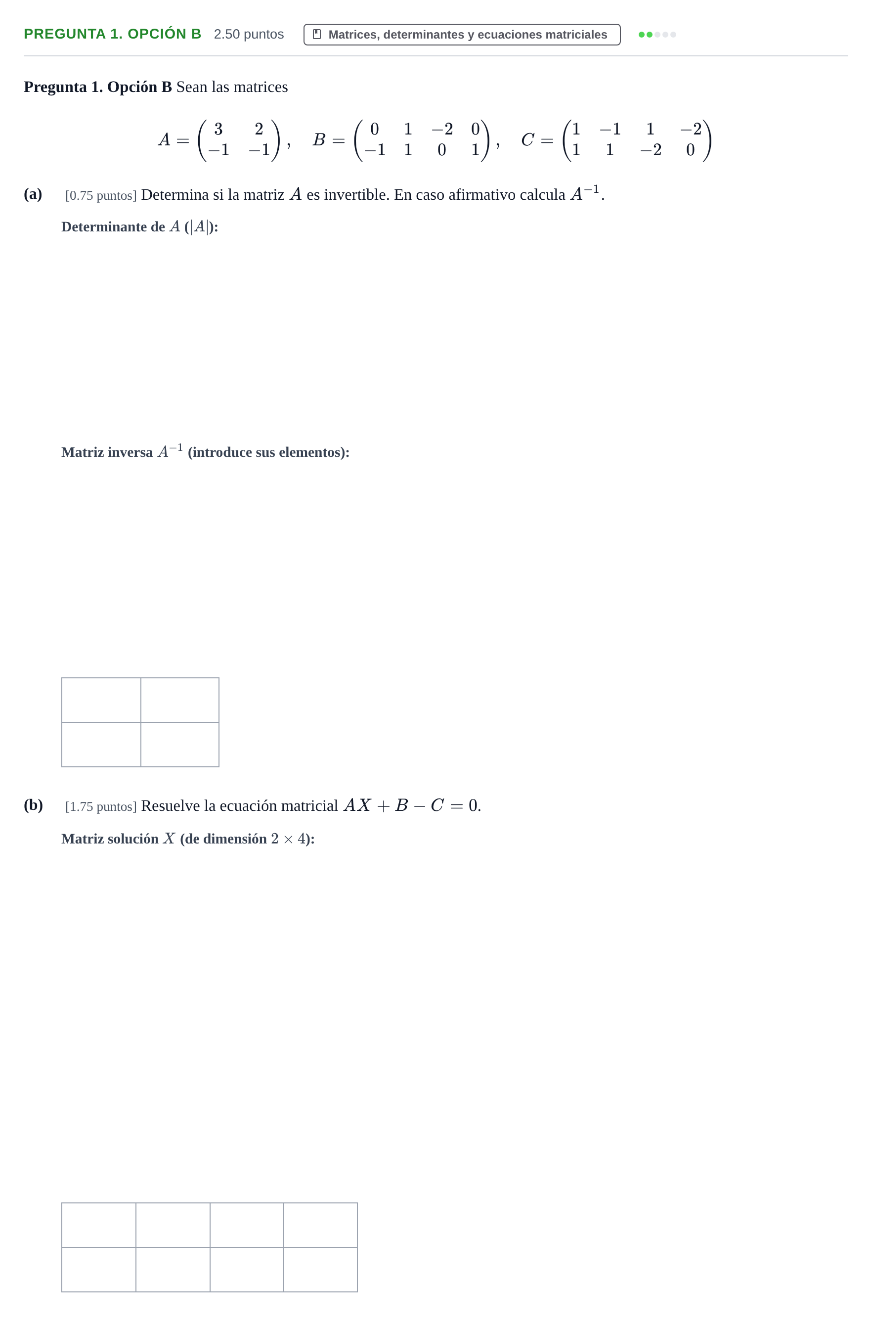 Enunciado: Pregunta 1. Opción B · Matemáticas II PAU Asturias Extraordinaria 2026