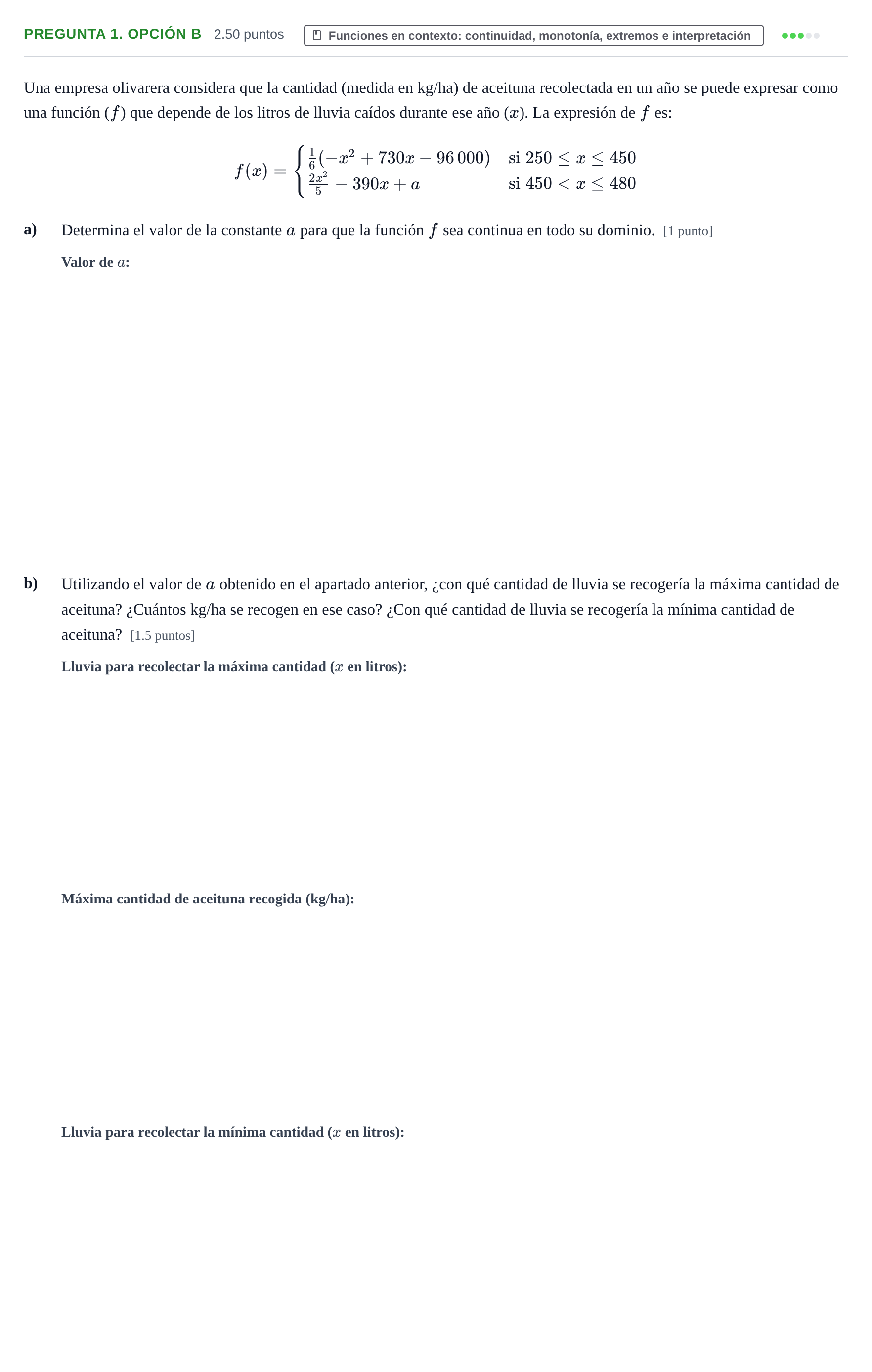 Enunciado: Pregunta 1. Opción B · Matemáticas aplicadas a las Ciencias Sociales II PAU Asturias Extraordinaria 2026