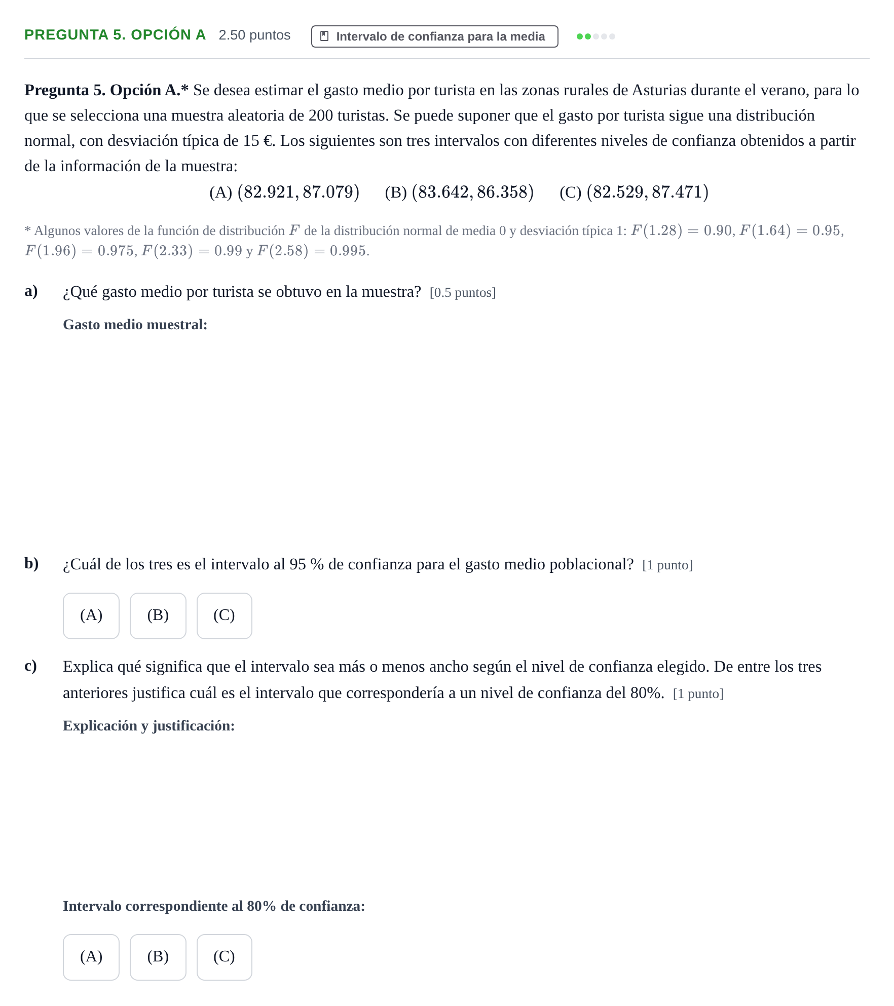 Enunciado: Pregunta 5. Opción A · Matemáticas aplicadas a las Ciencias Sociales II PAU Asturias Extraordinaria 2026