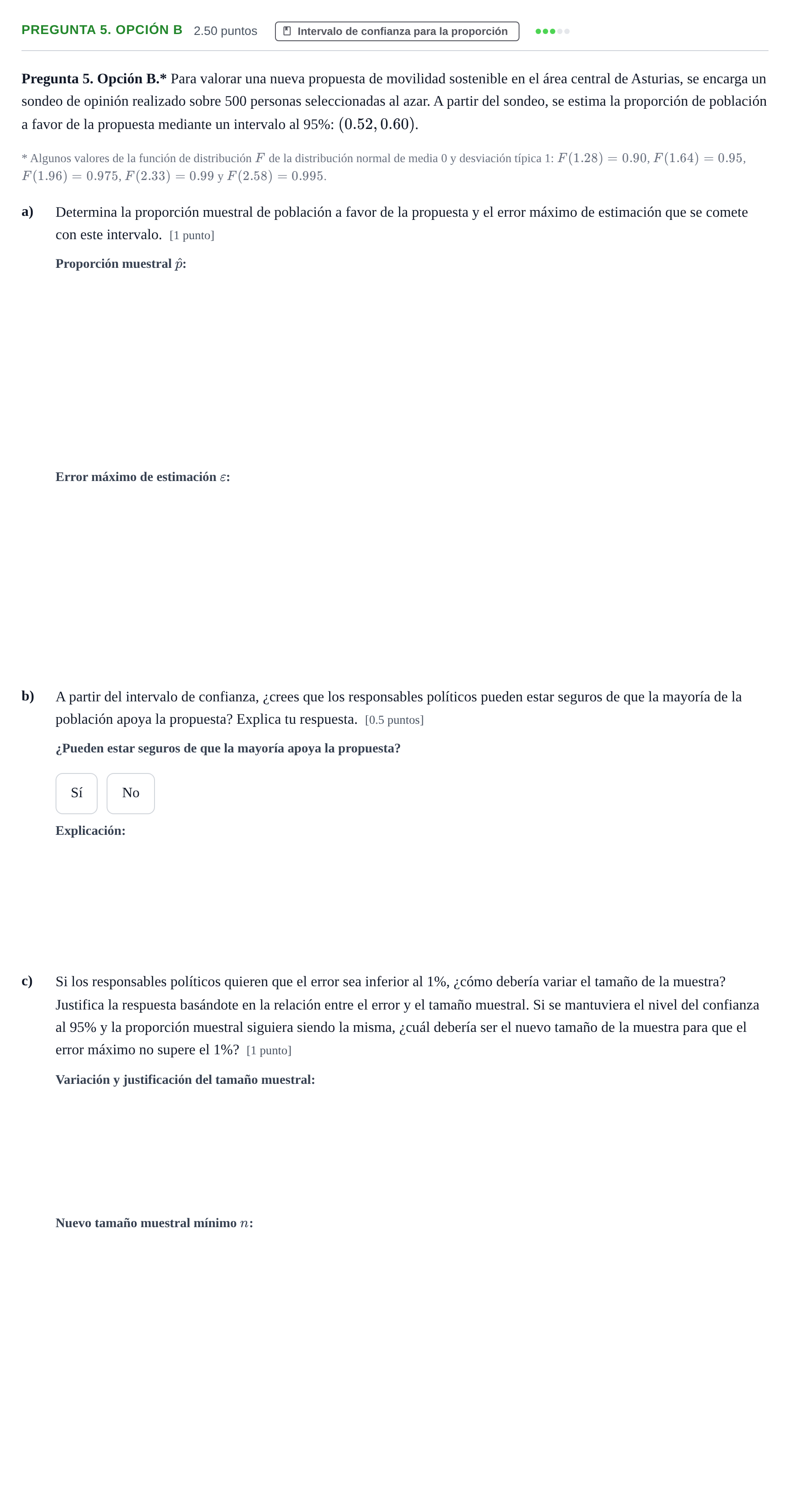 Enunciado: Pregunta 5. Opción B · Matemáticas aplicadas a las Ciencias Sociales II PAU Asturias Extraordinaria 2026