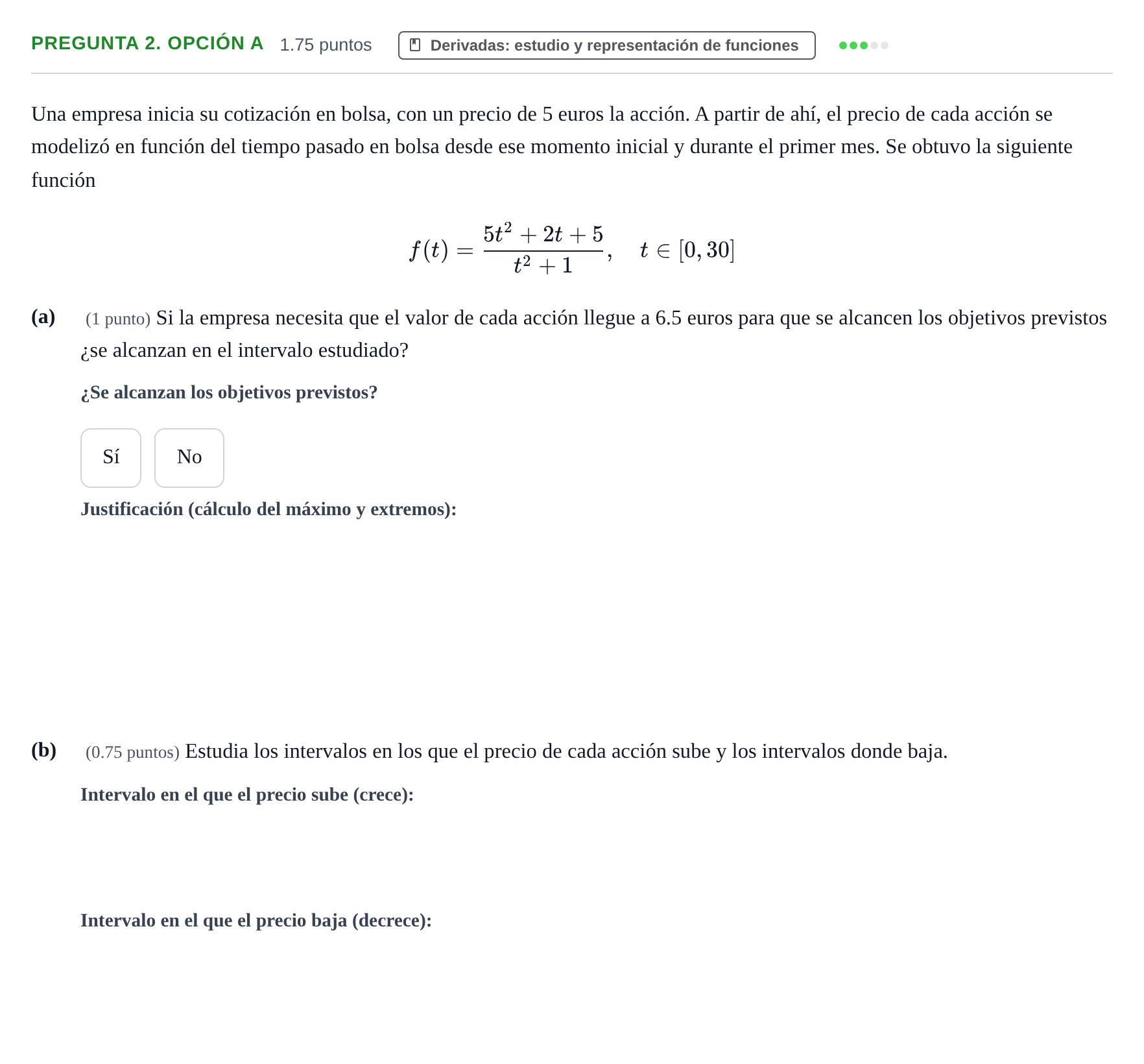 Enunciado: Pregunta 2. Opción A - Derivadas · Matemáticas II PAU Asturias Ordinaria 2026