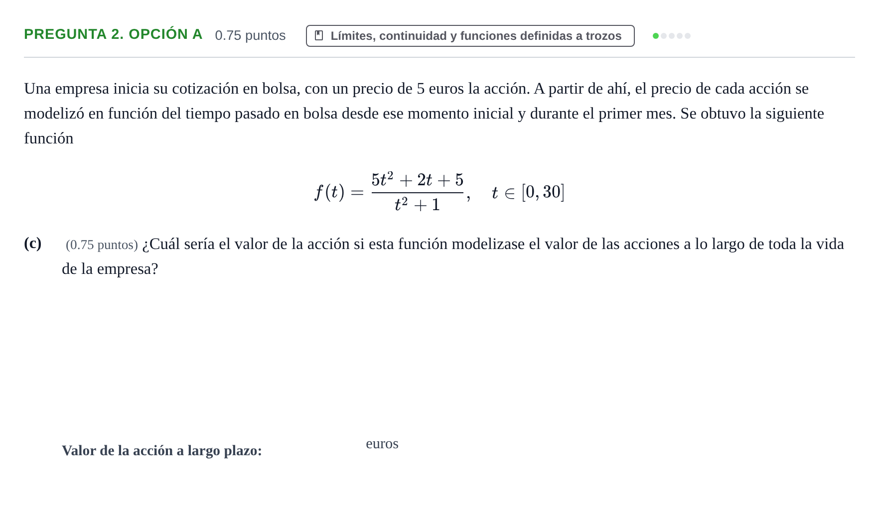 Enunciado: Pregunta 2. Opción A - Límites · Matemáticas II PAU Asturias Ordinaria 2026