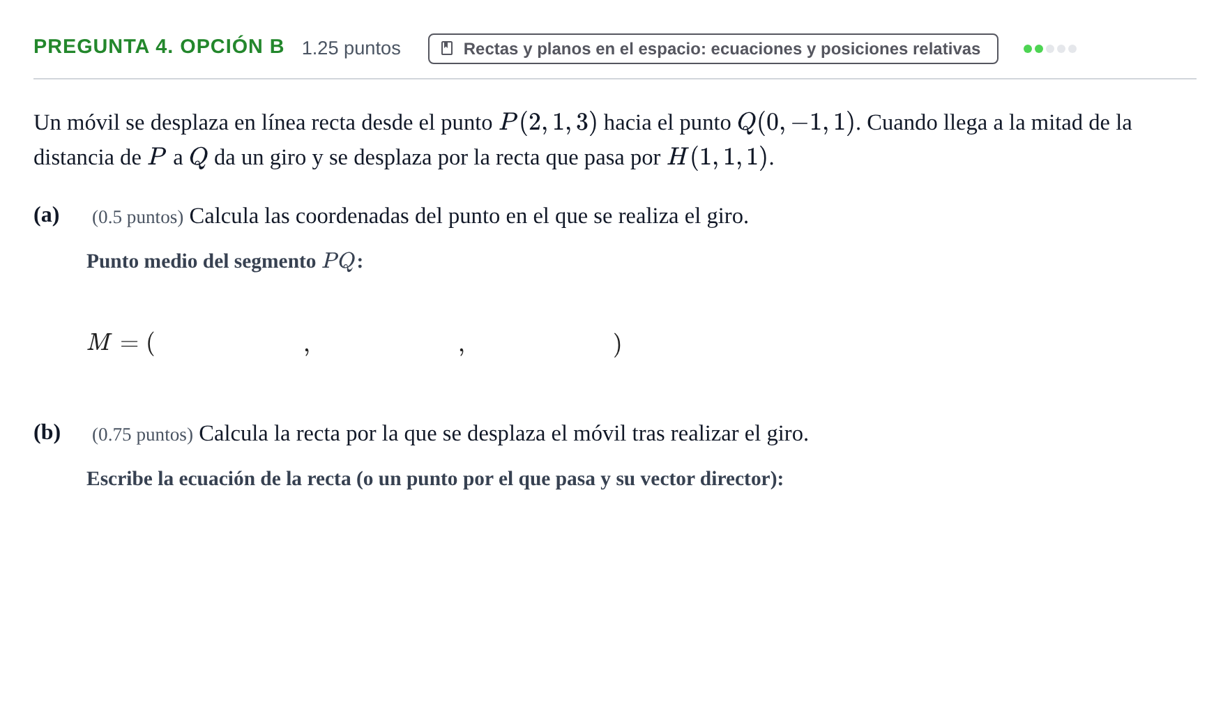 Enunciado: Pregunta 4. Opción B - Rectas · Matemáticas II PAU Asturias Ordinaria 2026