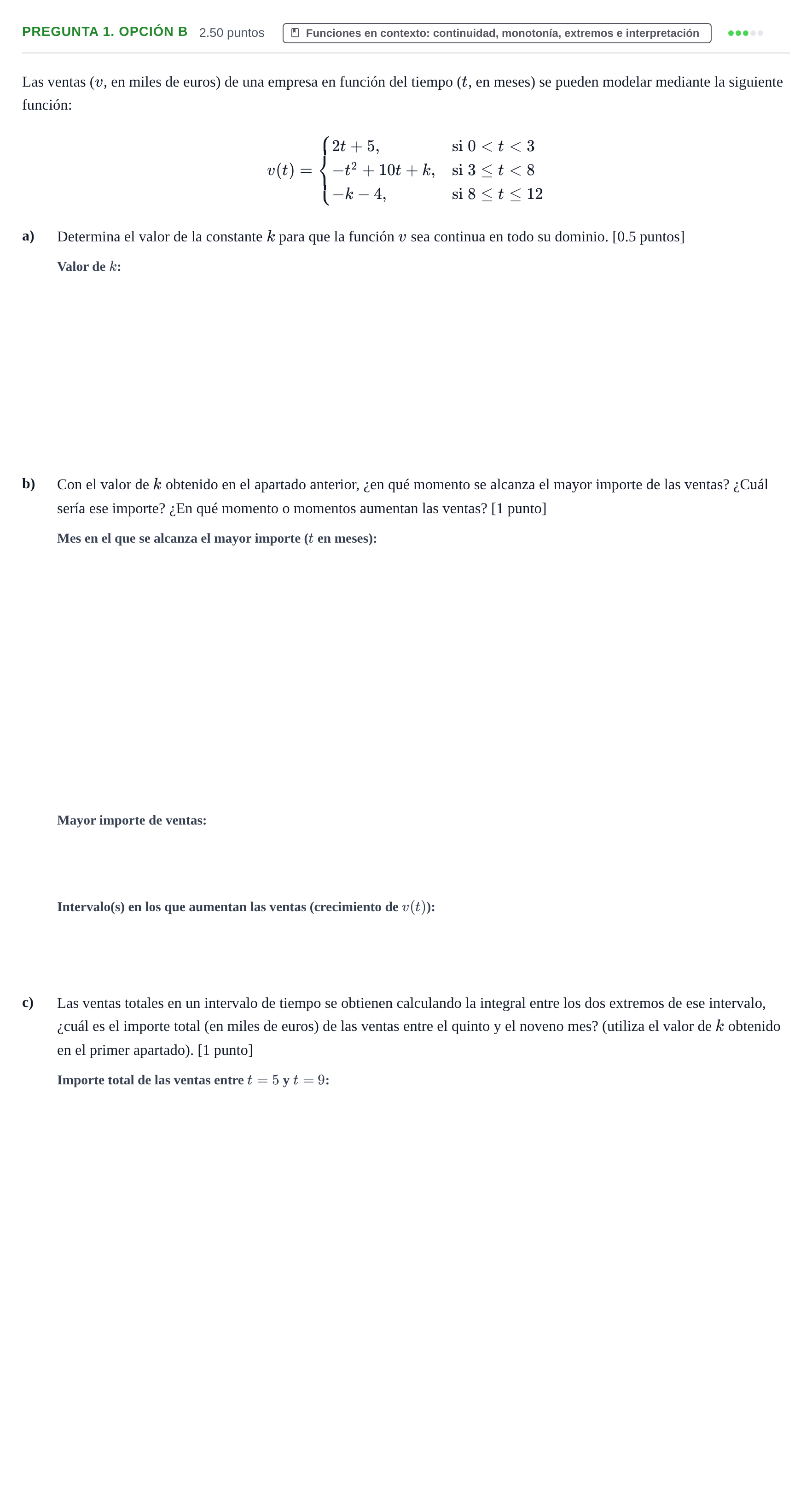 Enunciado: Pregunta 1. Opción B · Matemáticas aplicadas a las Ciencias Sociales II PAU Asturias Ordinaria 2026