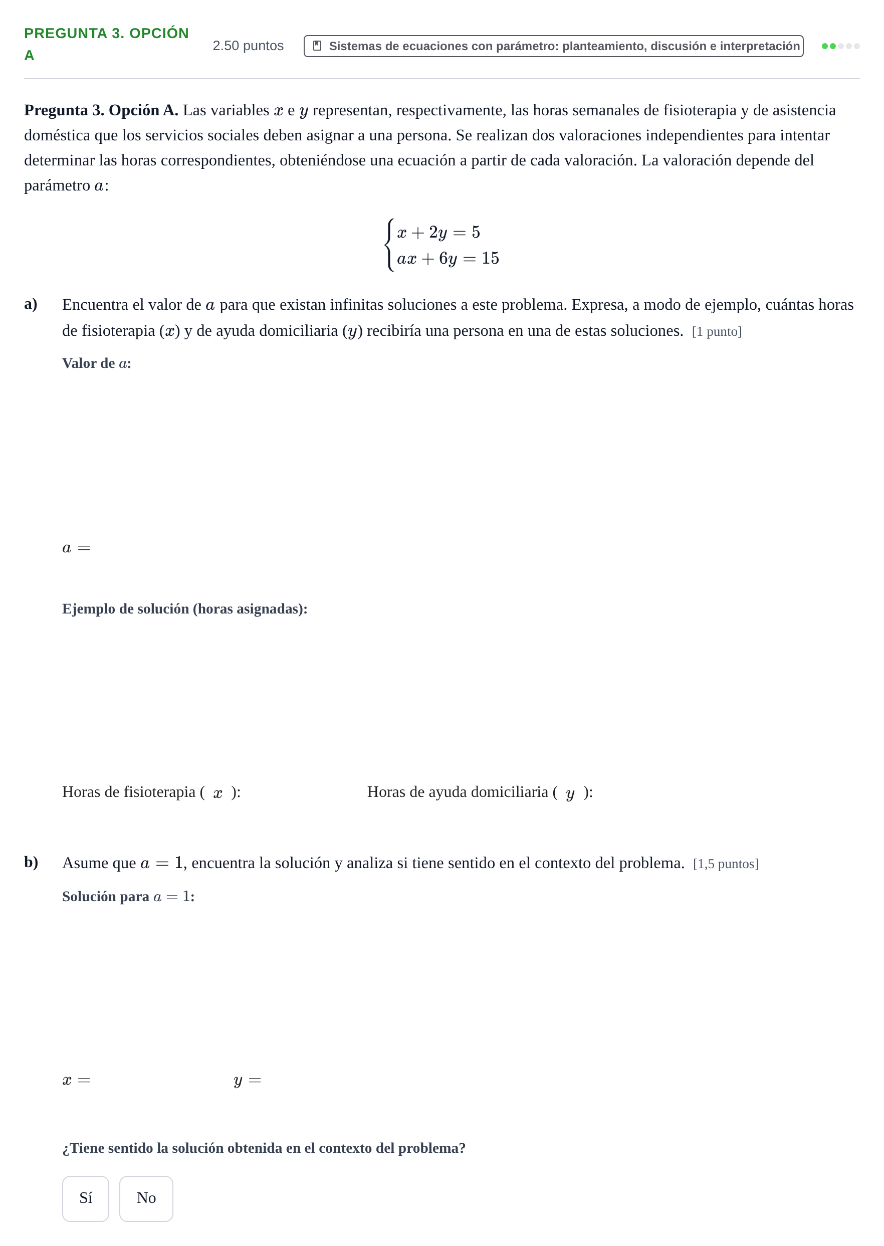 Enunciado: Pregunta 3. Opción A · Matemáticas aplicadas a las Ciencias Sociales II PAU Asturias Ordinaria 2026
