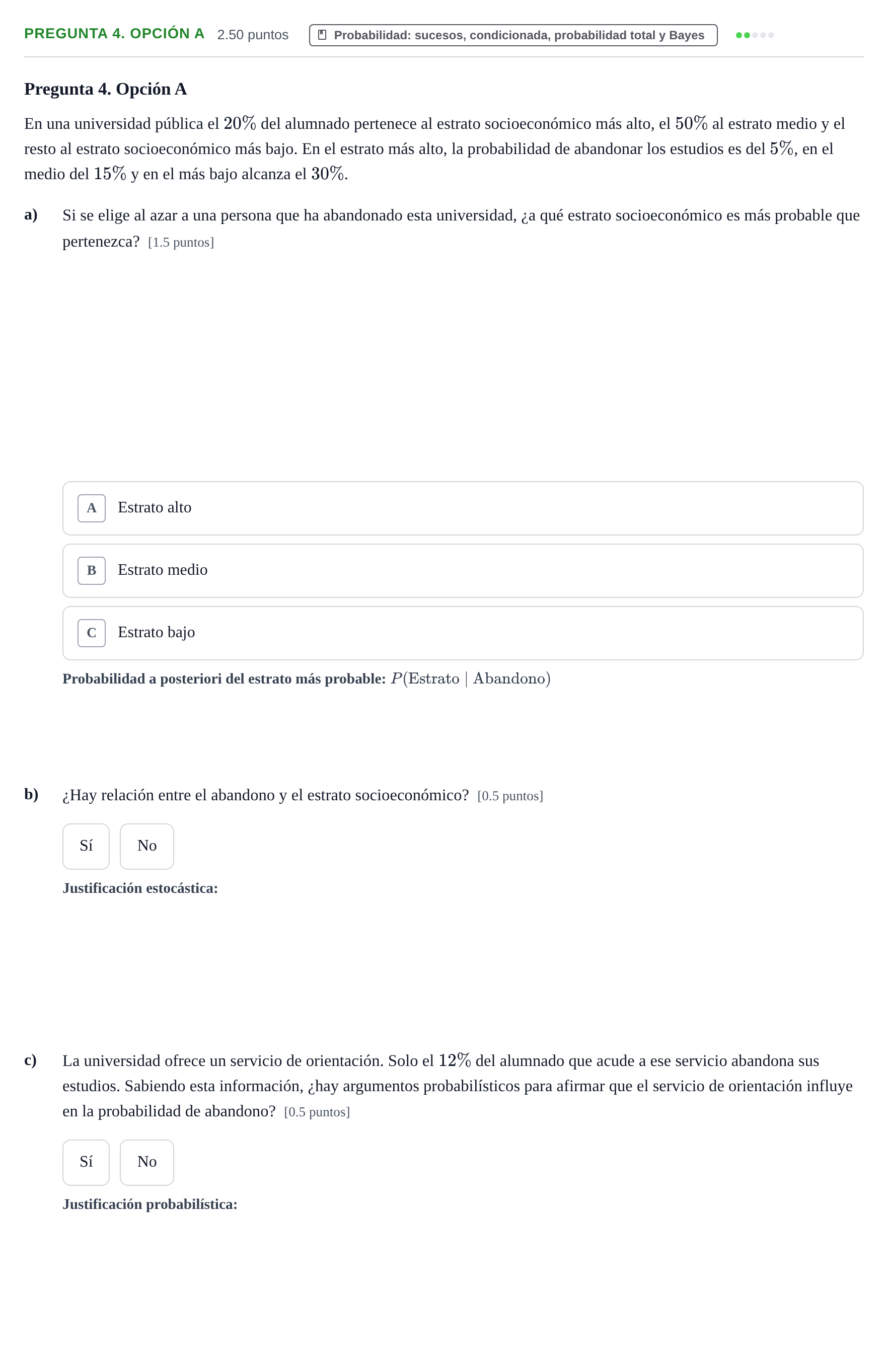 Enunciado: Pregunta 4. Opción A · Matemáticas aplicadas a las Ciencias Sociales II PAU Asturias Ordinaria 2026