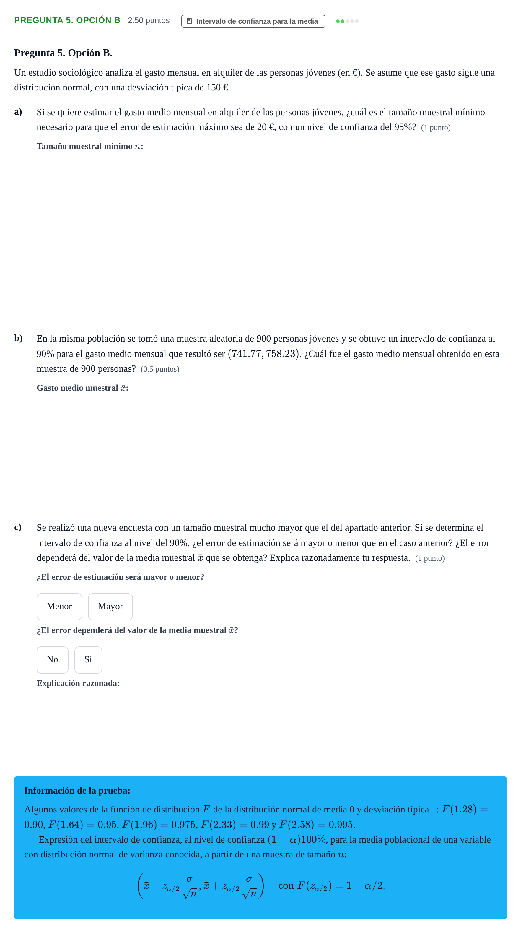 Enunciado: Pregunta 5. Opción B · Matemáticas aplicadas a las Ciencias Sociales II PAU Asturias Ordinaria 2026