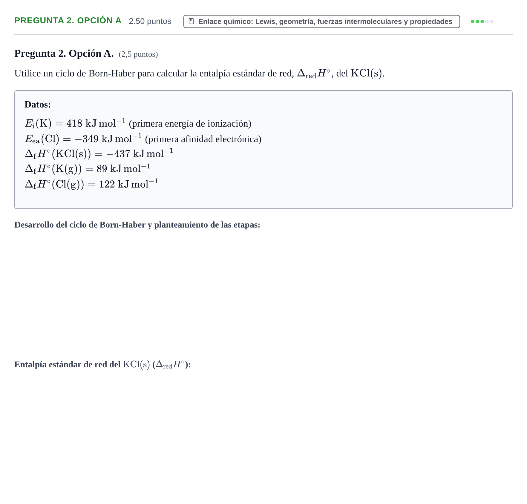 Enunciado: Pregunta 2. Opción A · Química PAU Asturias Ordinaria 2026