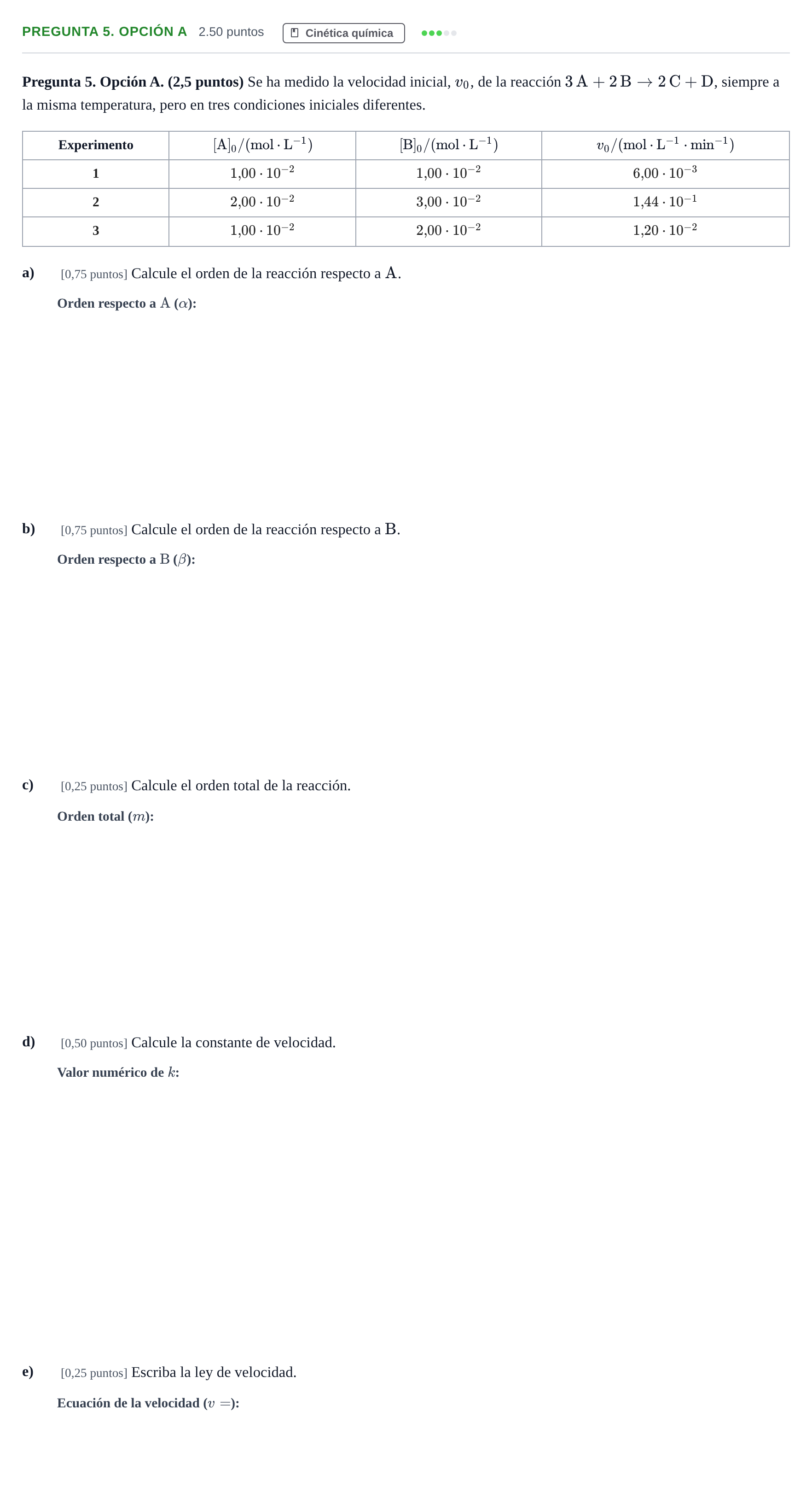 Enunciado: Pregunta 5. Opción A · Química PAU Asturias Ordinaria 2026