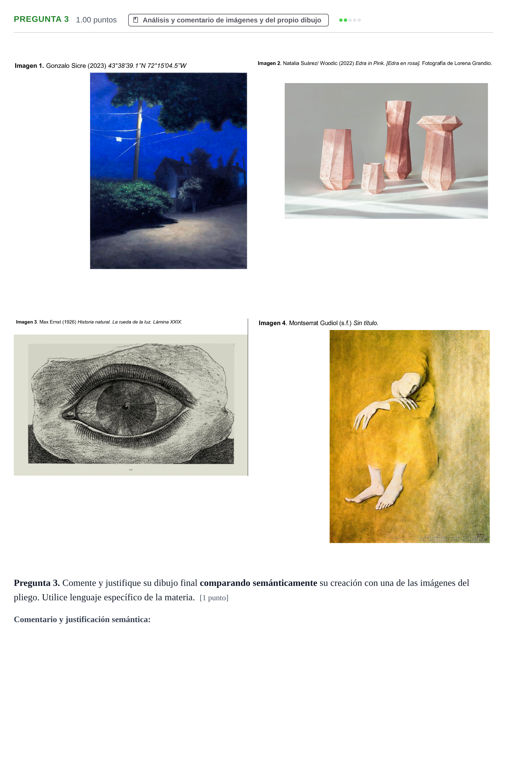 Enunciado: Pregunta 3 · Dibujo Artístico II PAU Asturias Extraordinaria 2026
