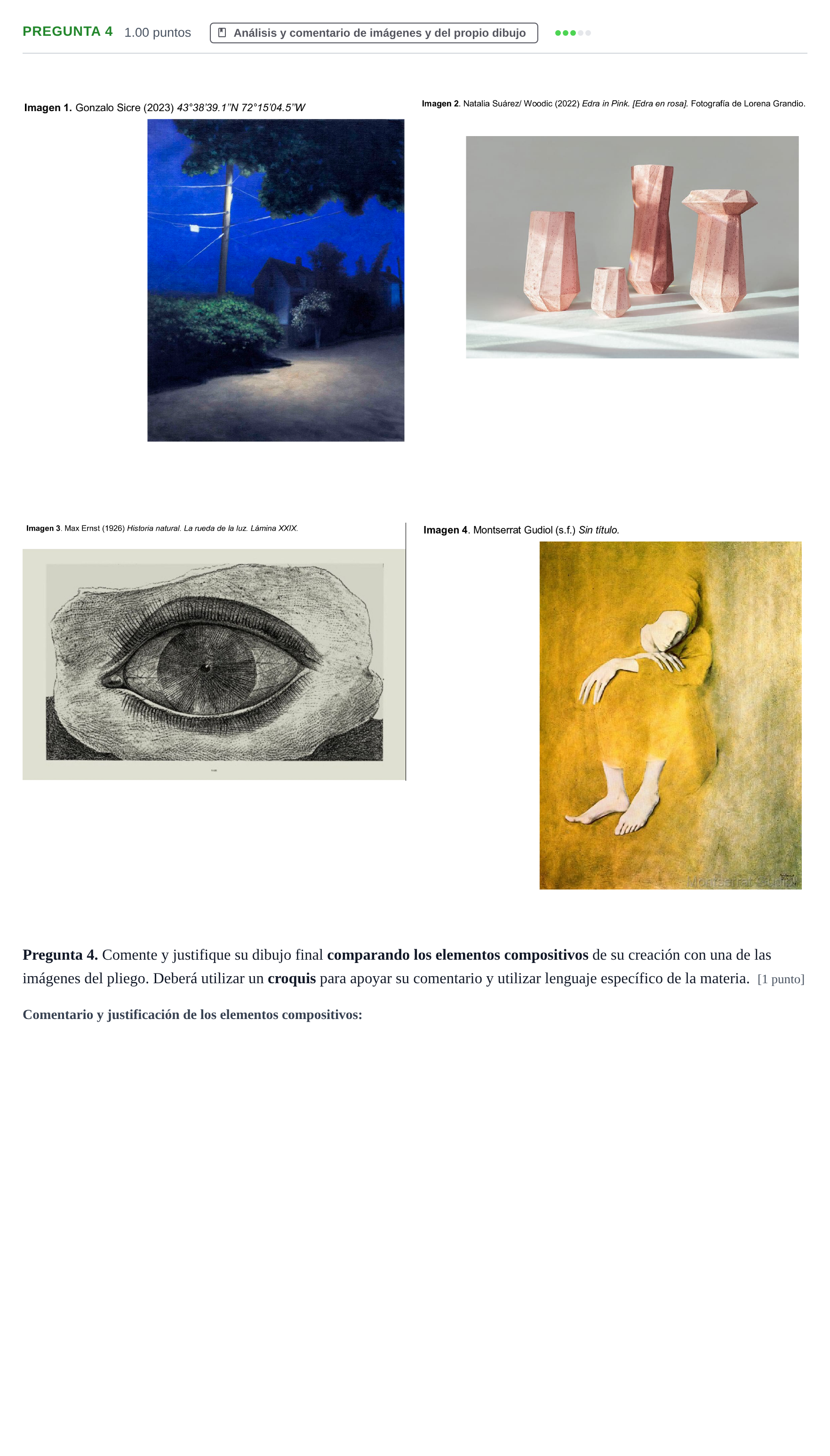 Enunciado: Pregunta 4 · Dibujo Artístico II PAU Asturias Extraordinaria 2026