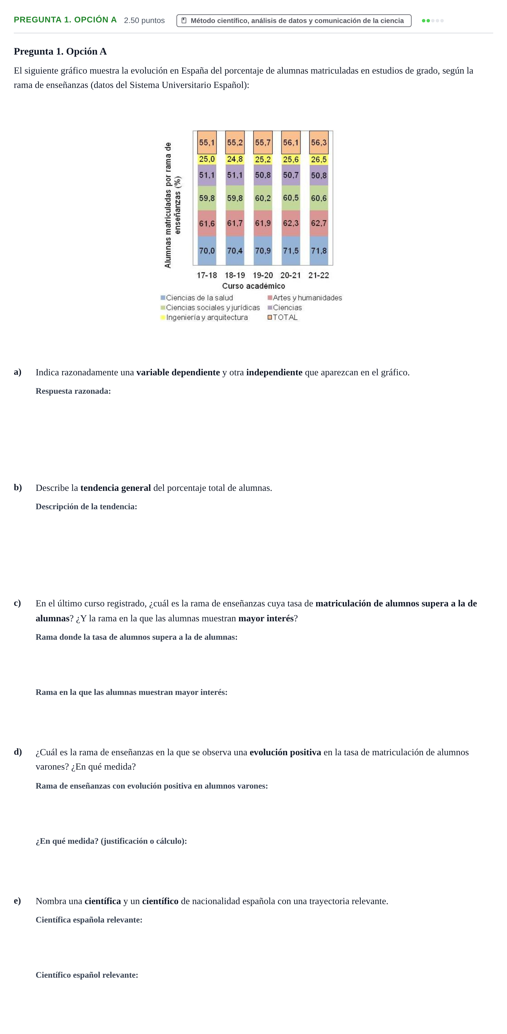Enunciado: Pregunta 1. Opción A · Ciencias Generales PAU Asturias Ordinaria 2026