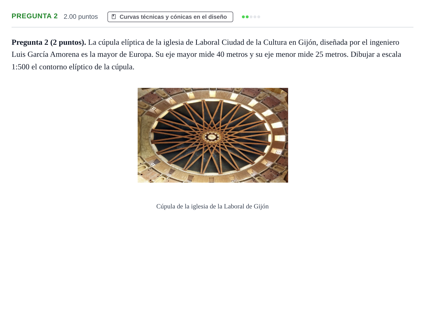 Enunciado: Pregunta 2 · Dibujo Técnico Aplicado a las Artes Plásticas y al Diseño PAU Asturias Extraordinaria 2026