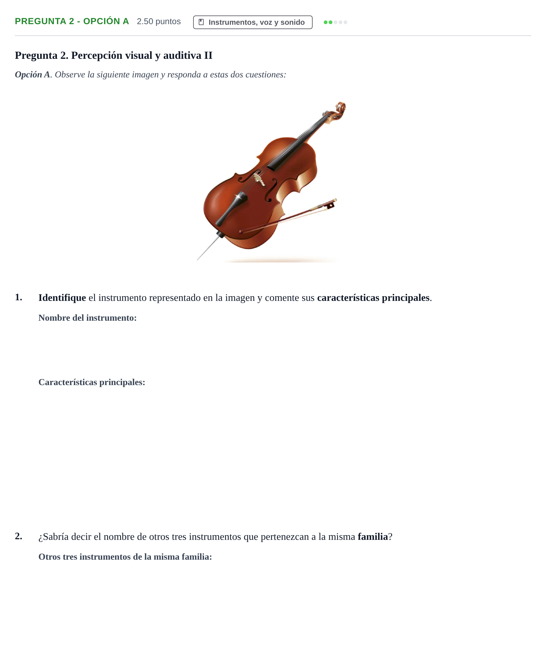 Enunciado: Pregunta 2 - Opción A · Historia de la Música y de la Danza PAU Asturias Ordinaria 2026