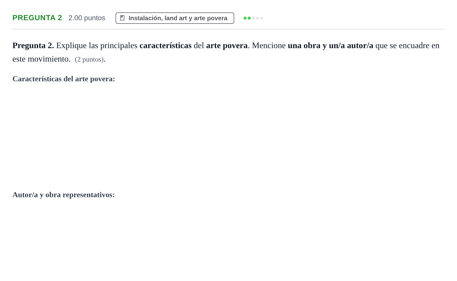 Enunciado: Pregunta 2 · Movimientos Culturales y Artísticos PAU Asturias Ordinaria 2026