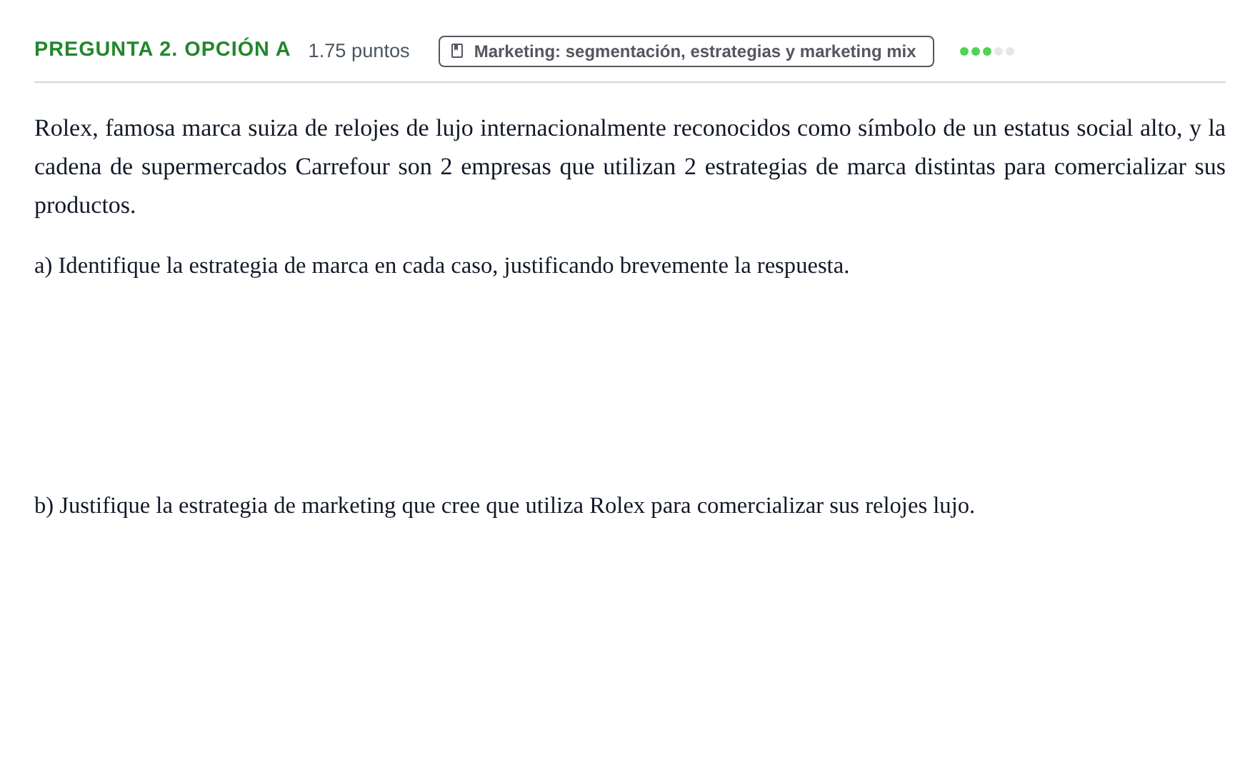 Enunciado: Pregunta 2. Opción A - Marketing · Empresa y Diseño de Modelos de Negocio PAU Asturias Extraordinaria 2025