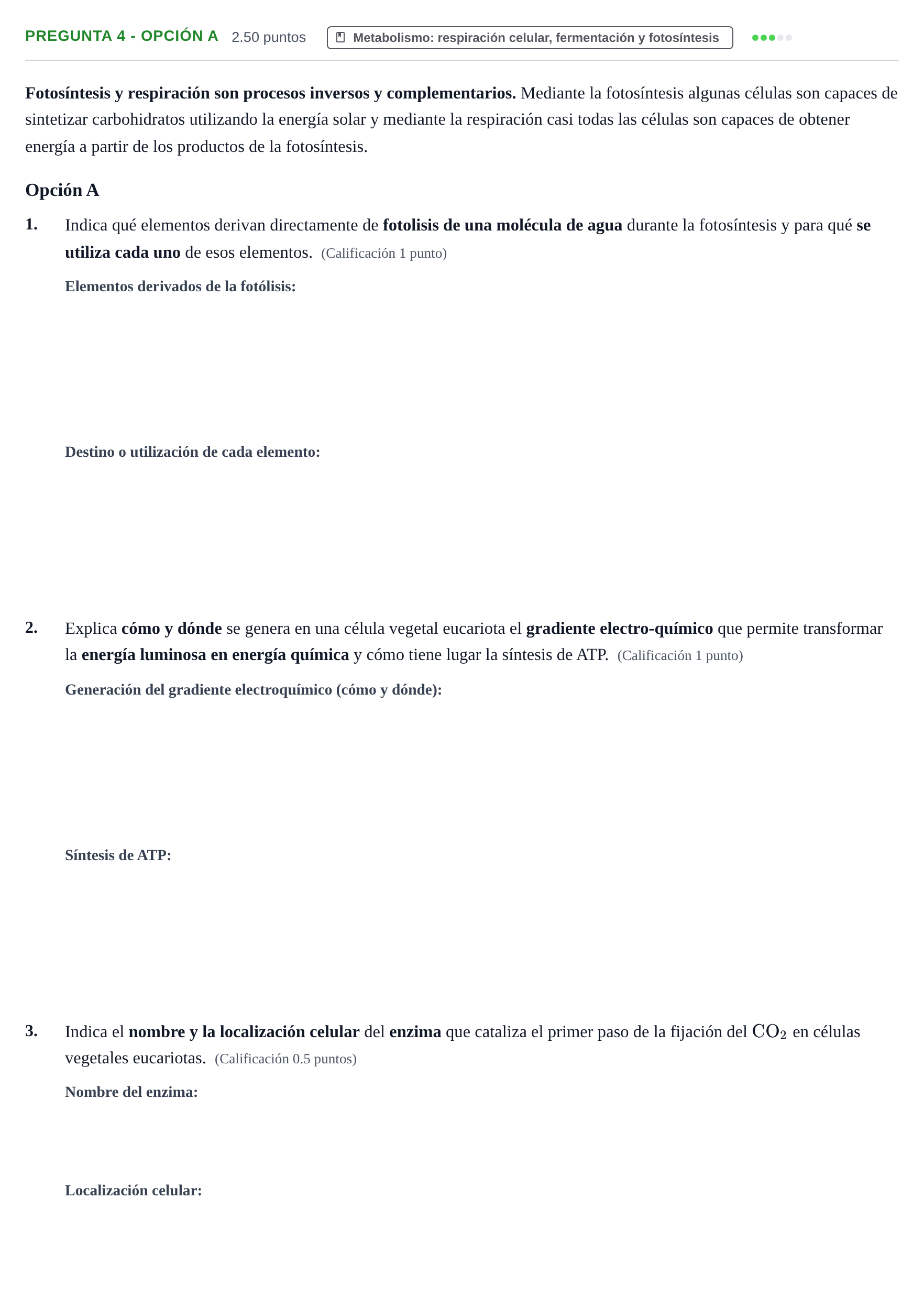 Enunciado: Pregunta 4 - Opción A · Biología PAU Asturias Ordinaria 2025