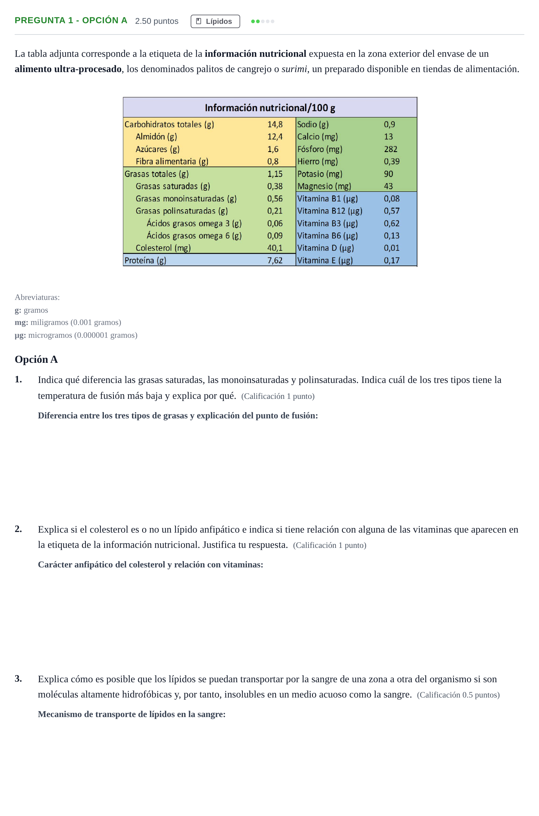 Enunciado: Pregunta 1 - Opción A · Biología PAU Asturias Extraordinaria 2025