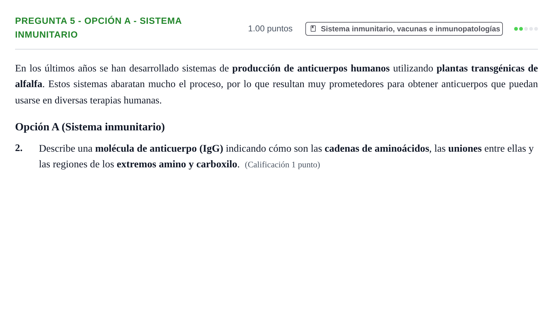 Enunciado: Pregunta 5 - Opción A - Sistema inmunitario · Biología PAU Asturias Extraordinaria 2025