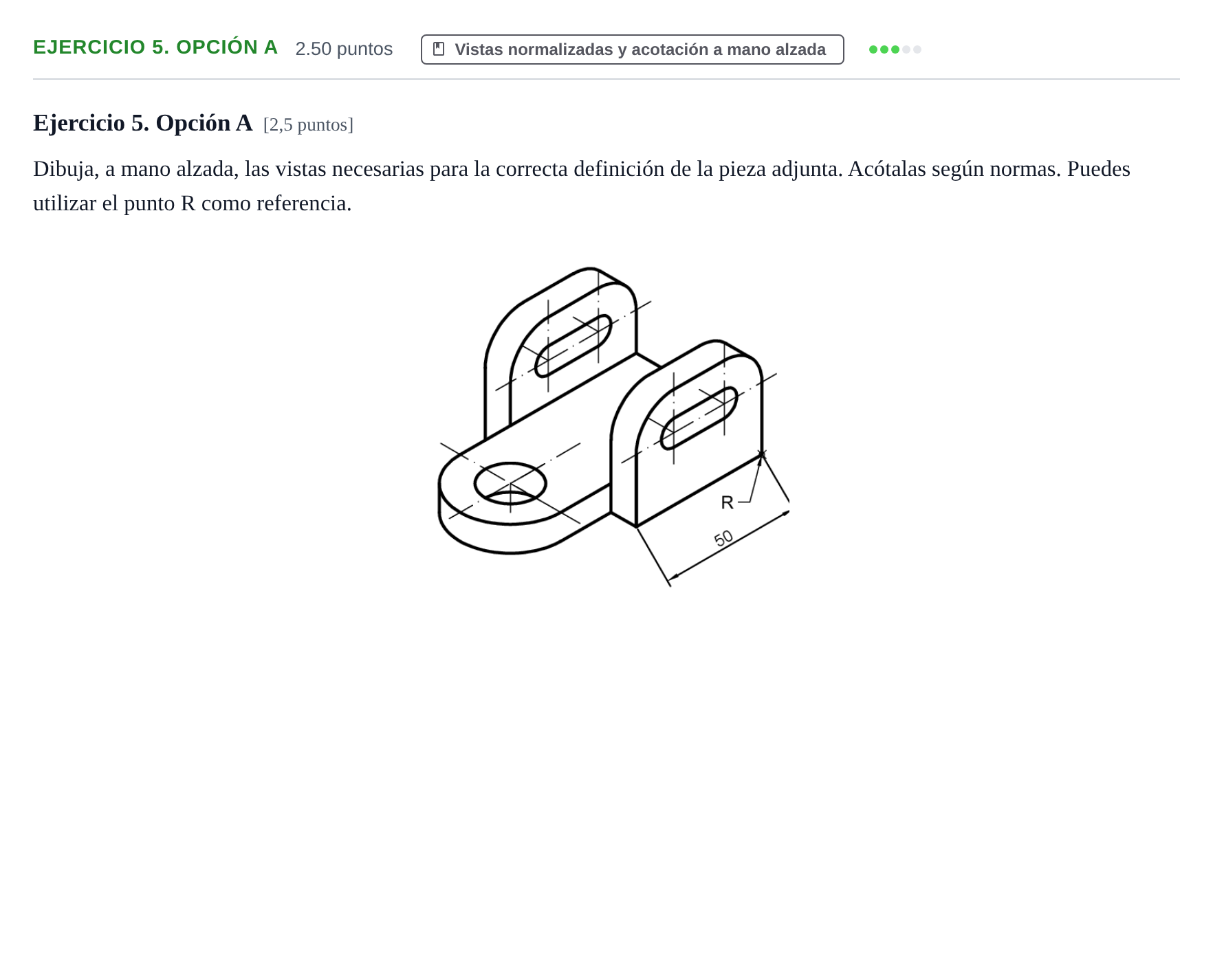 Enunciado: Ejercicio 5. Opción A · Dibujo técnico II PAU Asturias Extraordinaria 2025