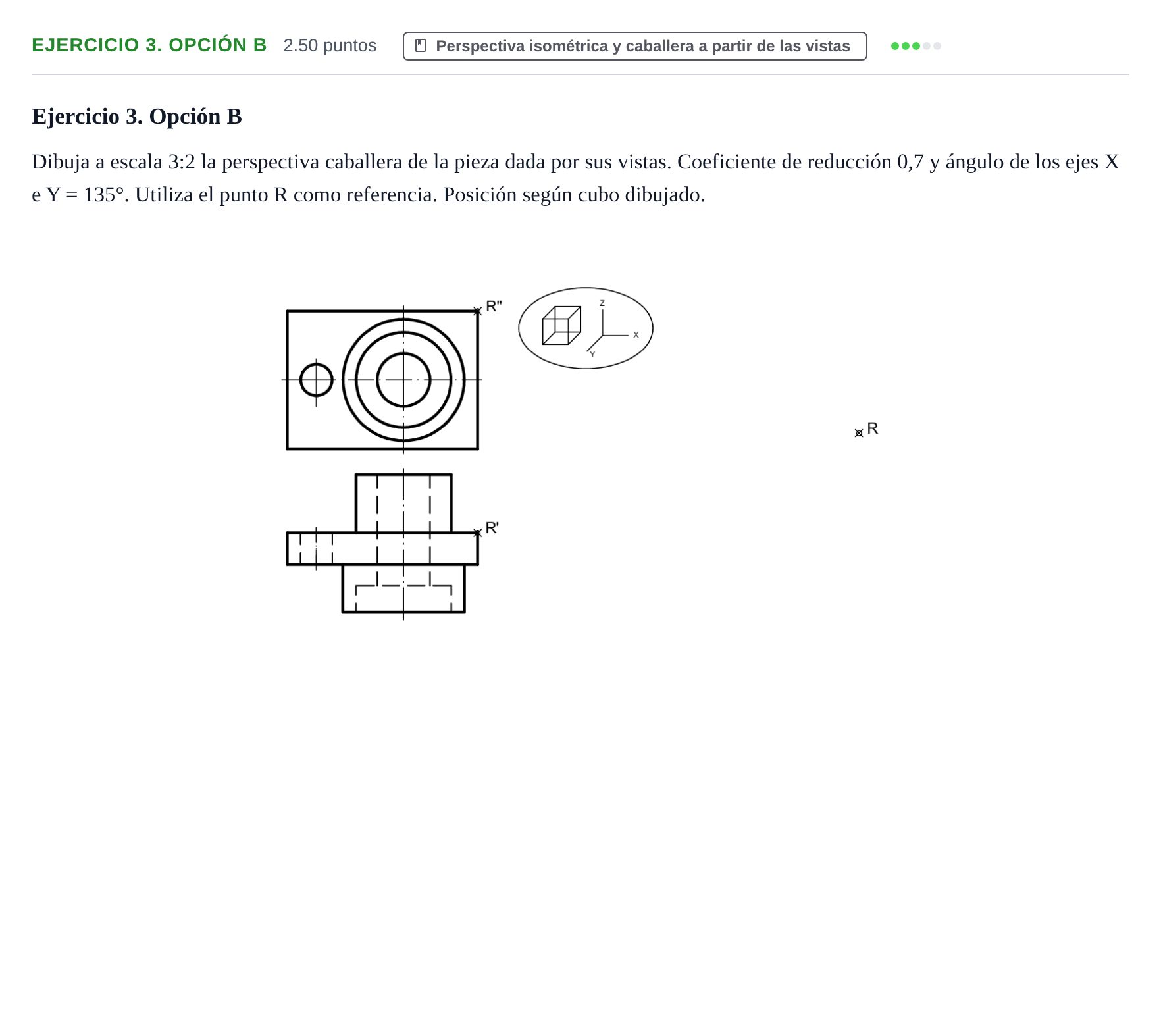 Enunciado: Ejercicio 3. Opción B · Dibujo técnico II PAU Asturias Ordinaria 2025