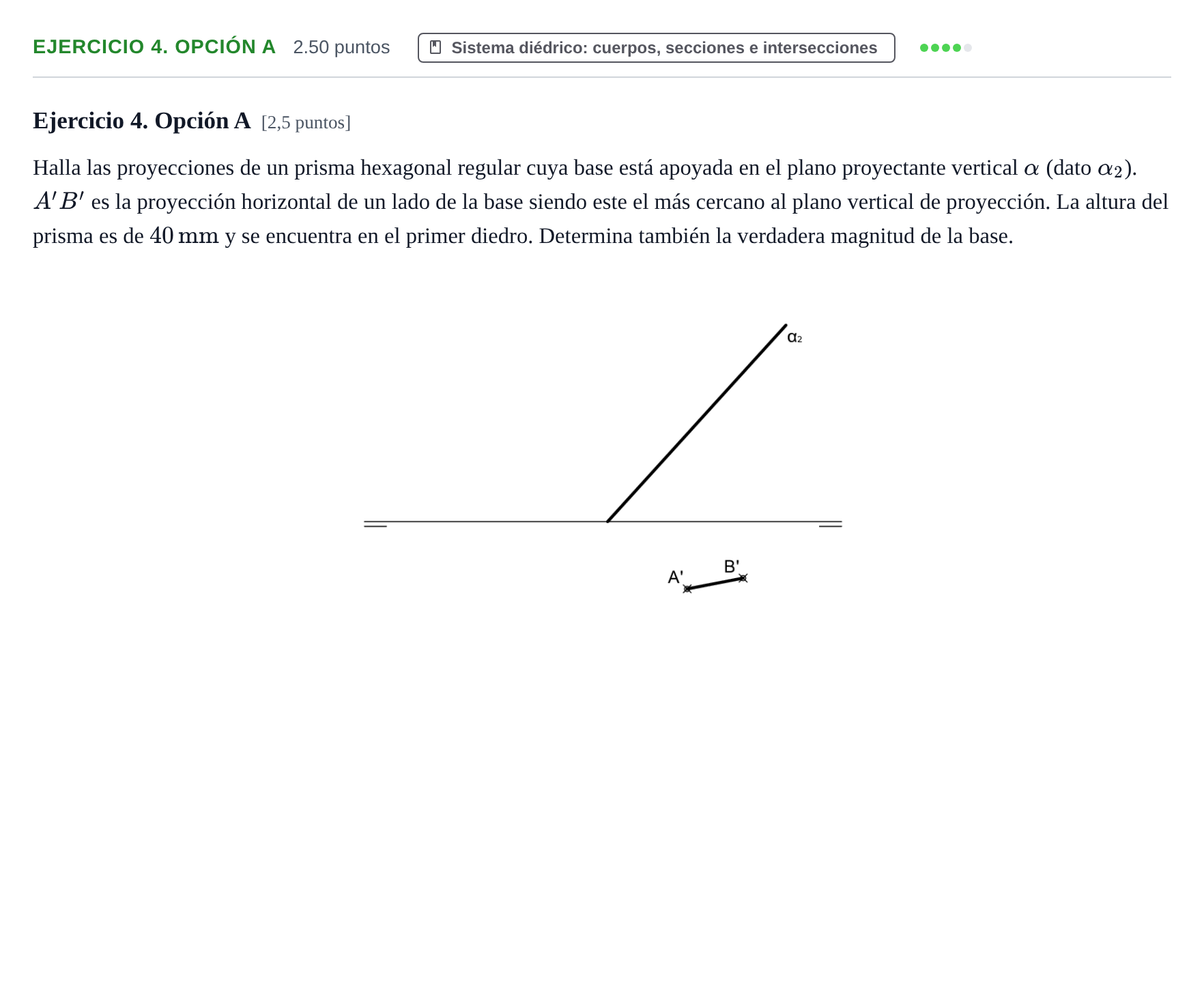 Enunciado: Ejercicio 4. Opción A · Dibujo técnico II PAU Asturias Ordinaria 2025