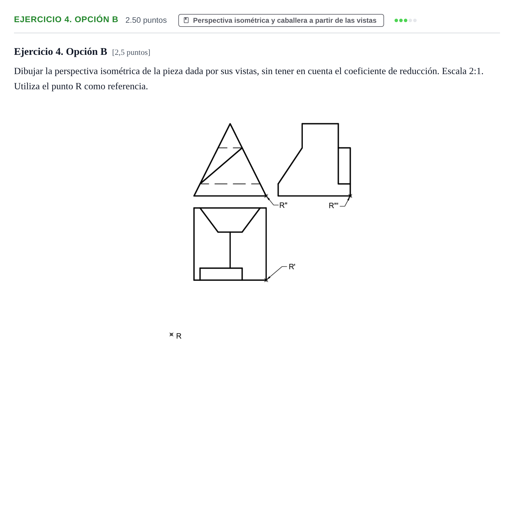 Enunciado: Ejercicio 4. Opción B · Dibujo técnico II PAU Asturias Ordinaria 2025