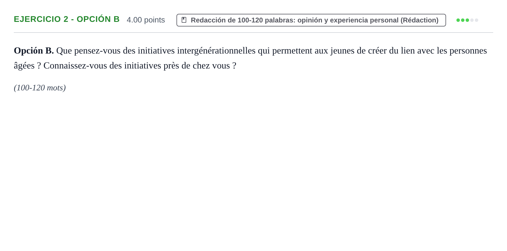 Enunciado: Ejercicio 2 - Opción B · Francés PAU Asturias Extraordinaria (2ª lengua extranjera) 2025