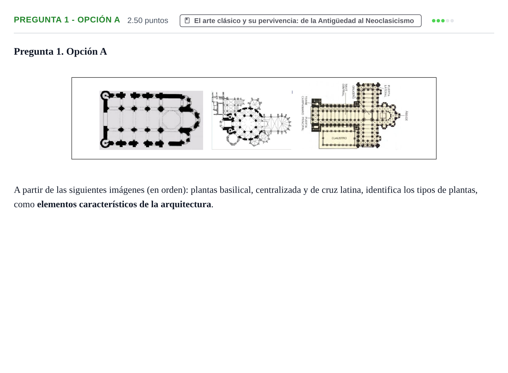 Enunciado: Pregunta 1 - Opción A · Fundamentos Artísticos PAU Asturias Ordinaria 2025