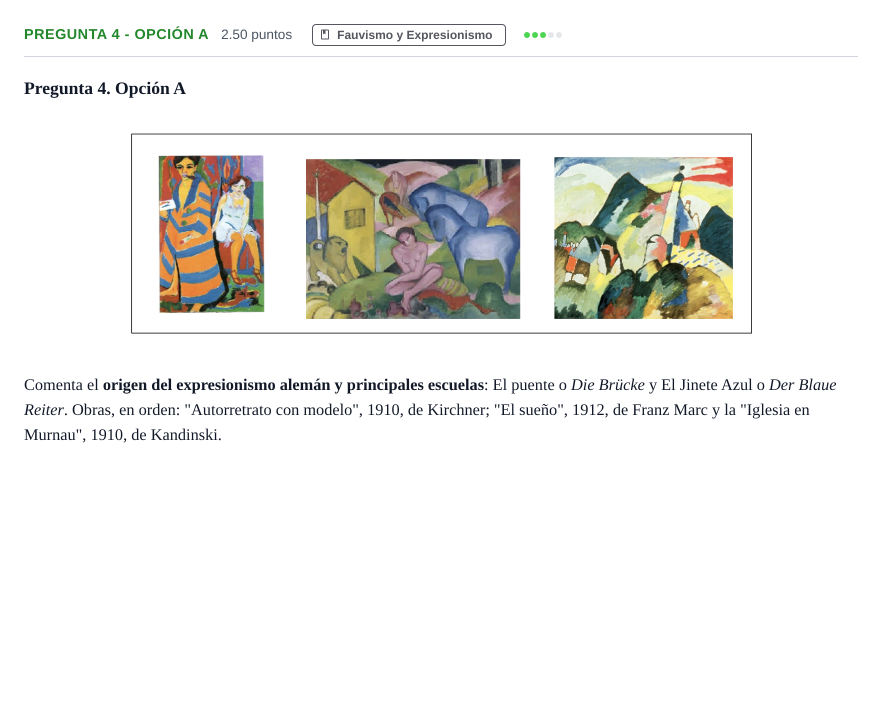Enunciado: Pregunta 4 - Opción A · Fundamentos Artísticos PAU Asturias Ordinaria 2025