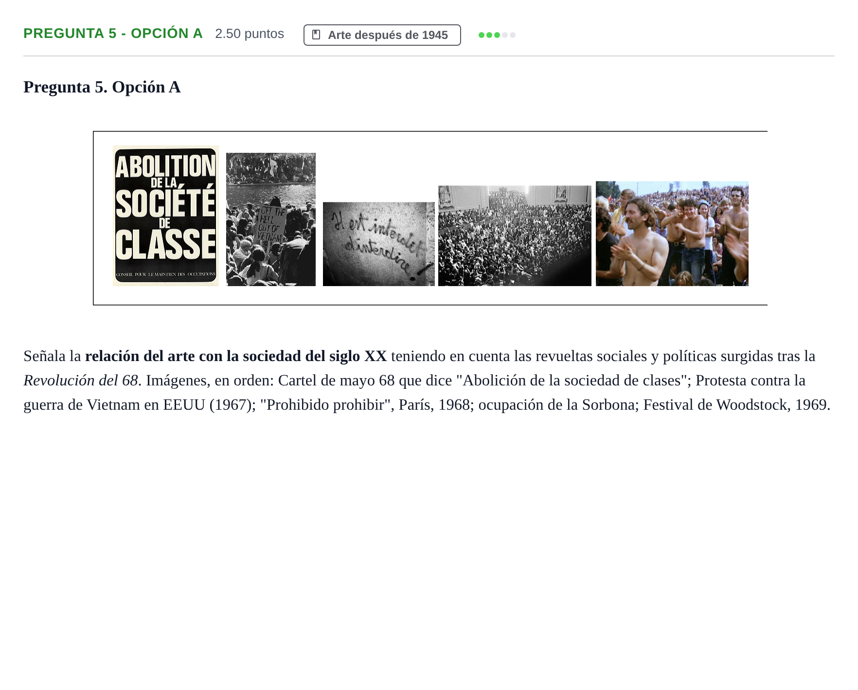 Enunciado: Pregunta 5 - Opción A · Fundamentos Artísticos PAU Asturias Ordinaria 2025