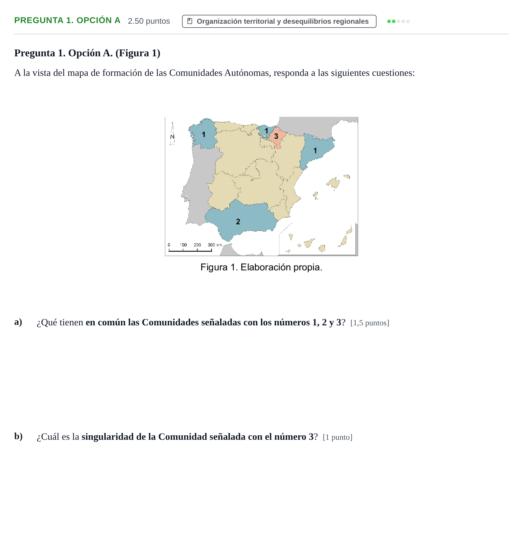 Enunciado: Pregunta 1. Opción A · Geografía PAU Asturias Extraordinaria 2025