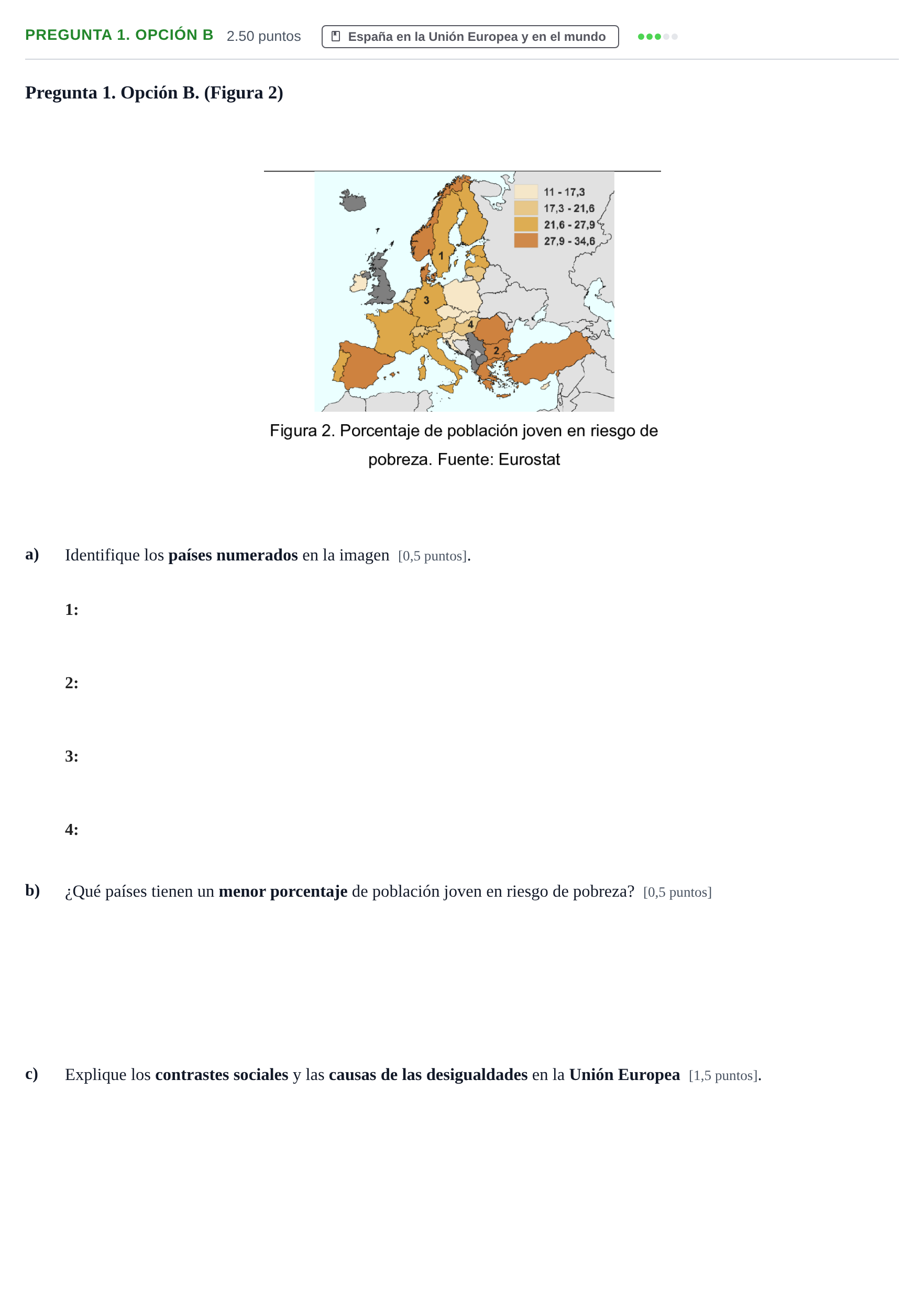 Enunciado: Pregunta 1. Opción B · Geografía PAU Asturias Extraordinaria 2025