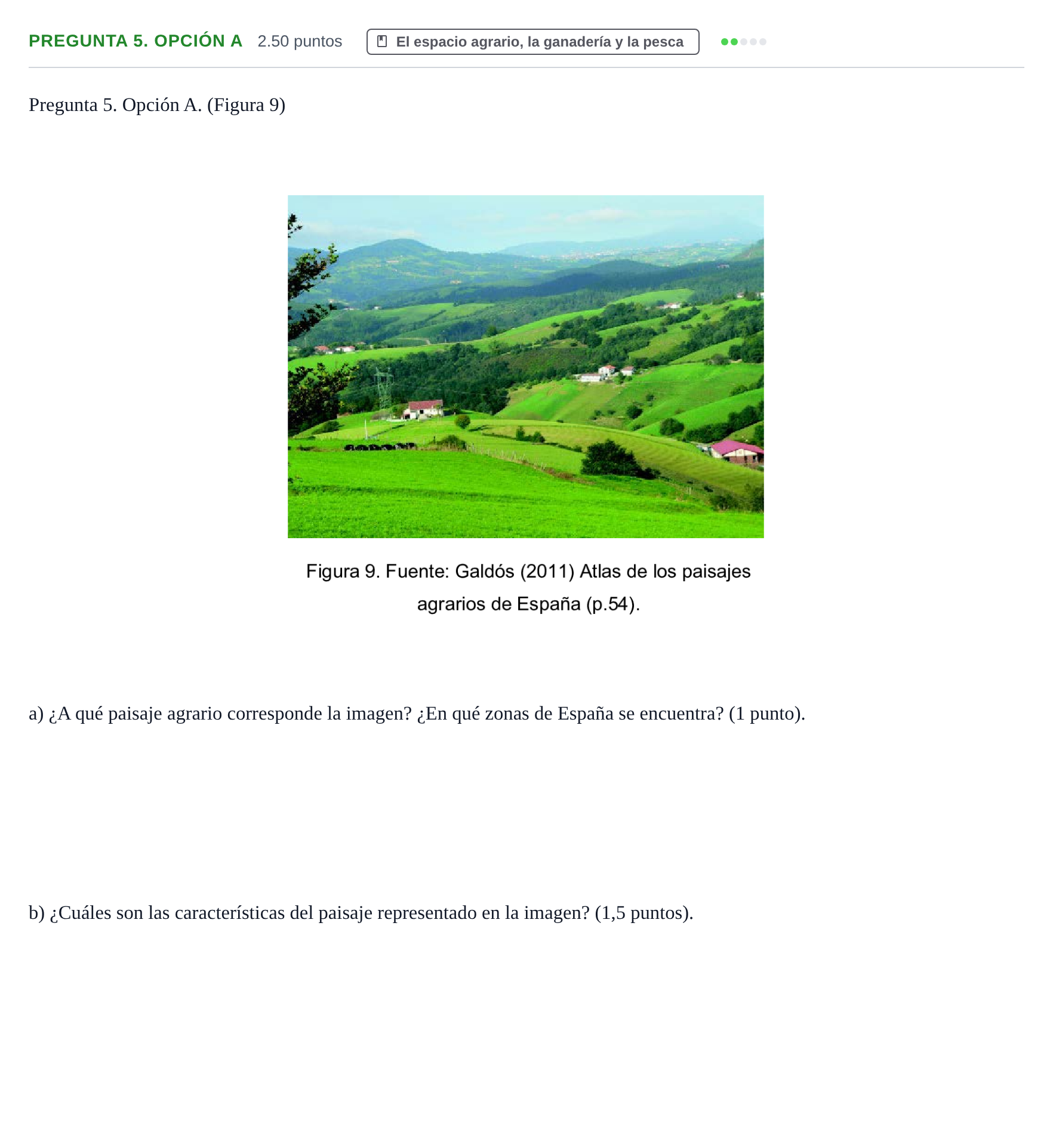 Enunciado: Pregunta 5. Opción A · Geografía PAU Asturias Extraordinaria 2025