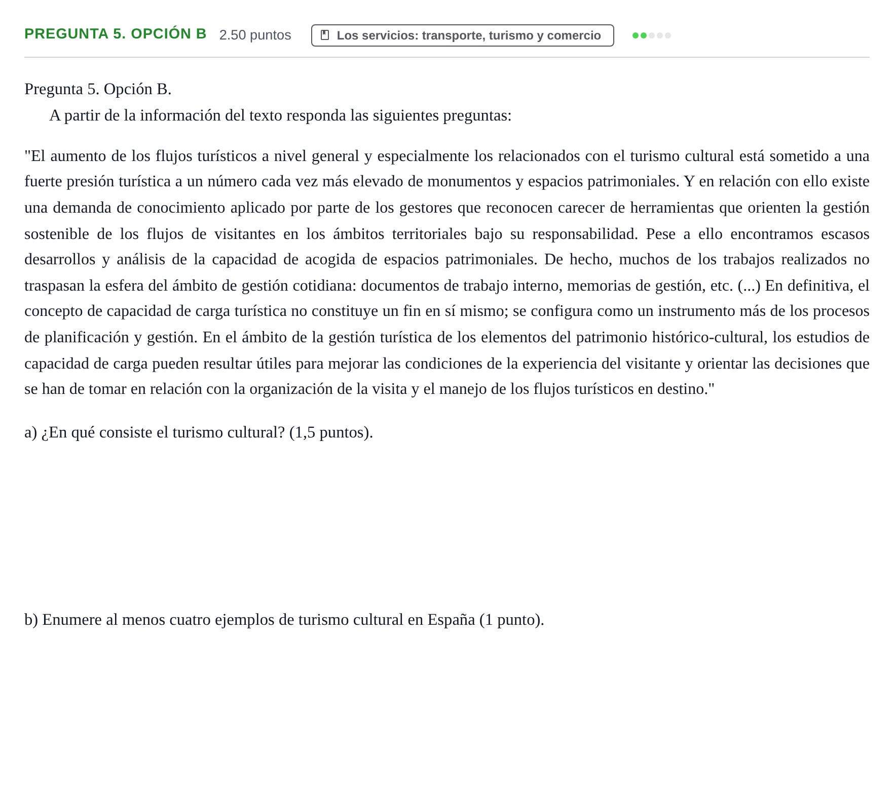 Enunciado: Pregunta 5. Opción B · Geografía PAU Asturias Extraordinaria 2025