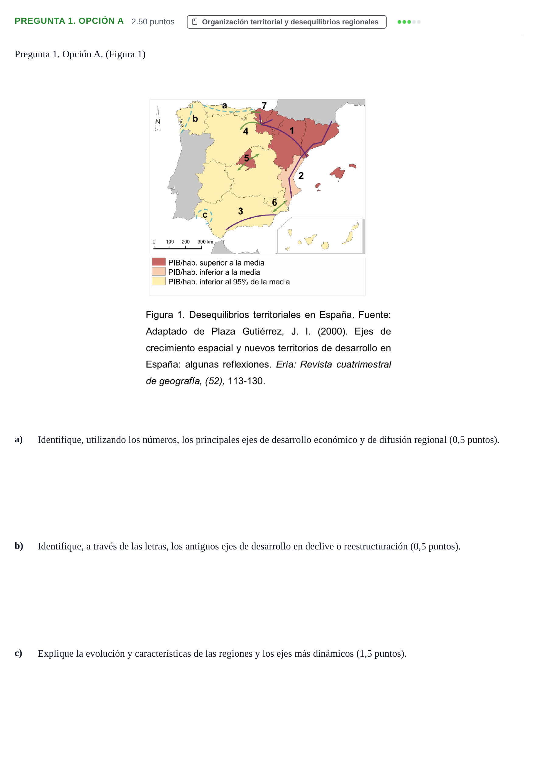 Enunciado: Pregunta 1. Opción A · Geografía PAU Asturias Ordinaria 2025