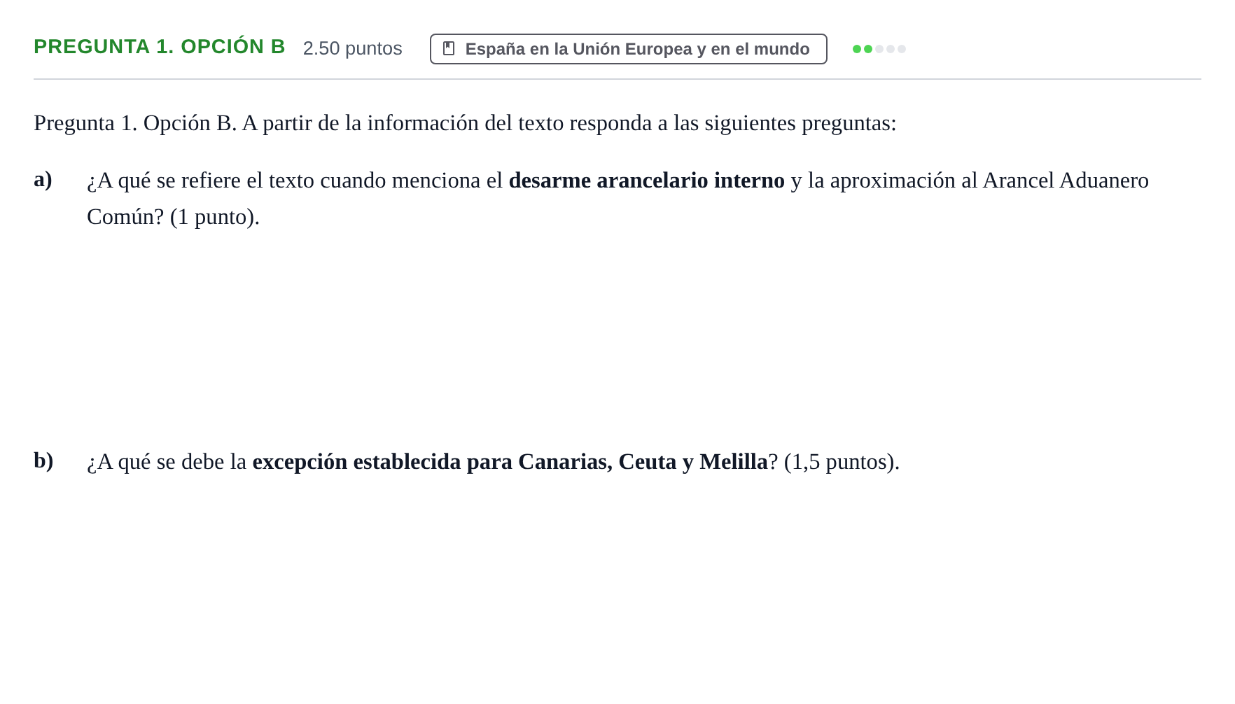 Enunciado: Pregunta 1. Opción B · Geografía PAU Asturias Ordinaria 2025