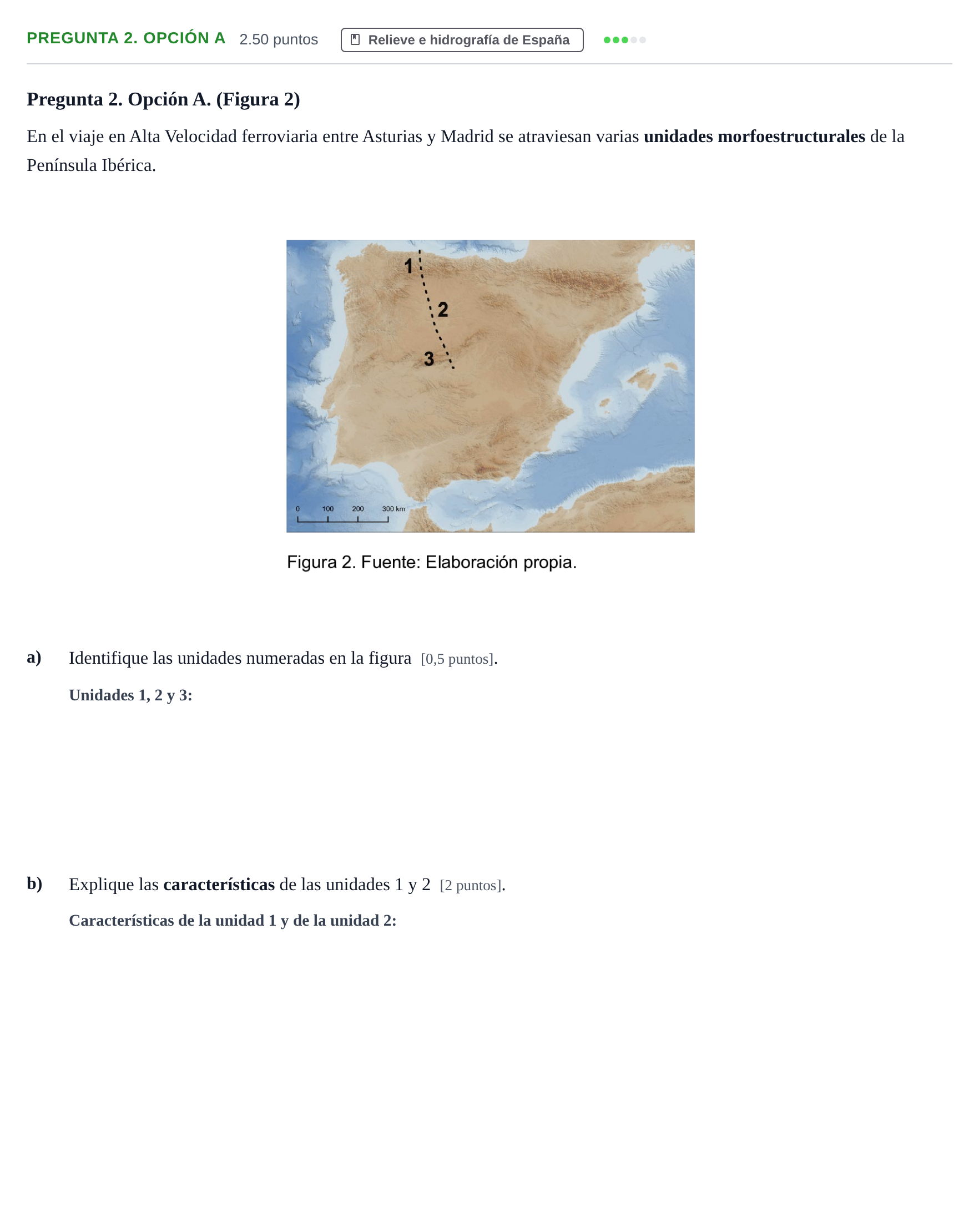 Enunciado: Pregunta 2. Opción A · Geografía PAU Asturias Ordinaria 2025