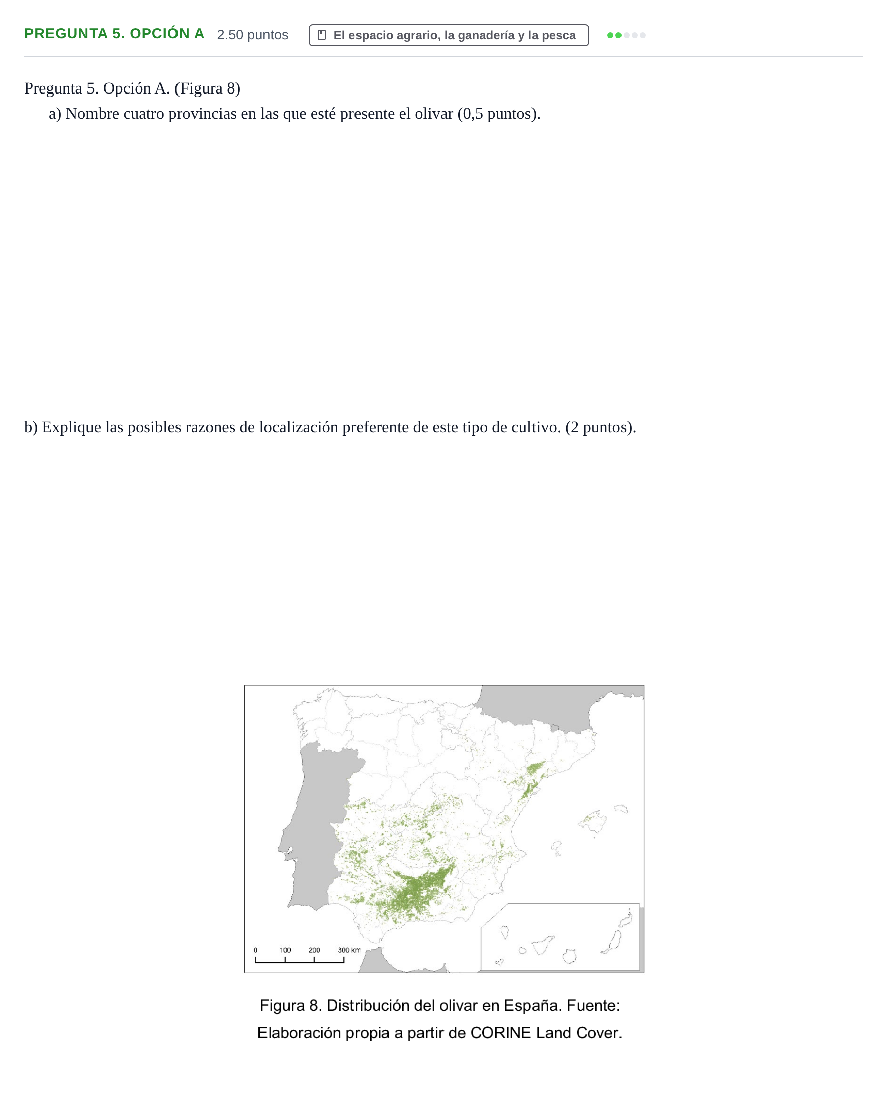 Enunciado: Pregunta 5. Opción A · Geografía PAU Asturias Ordinaria 2025