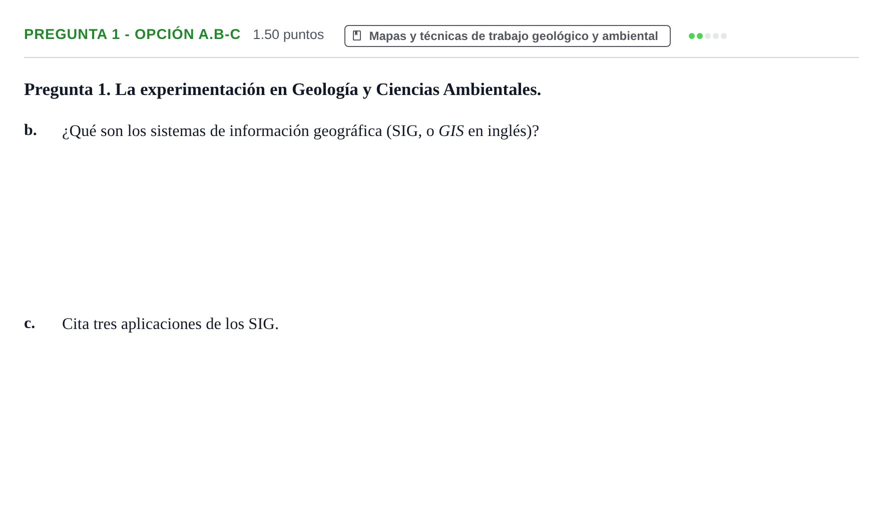 Enunciado: Pregunta 1 - Opción A.b-c · Geología y Ciencias Ambientales PAU Asturias Ordinaria 2025