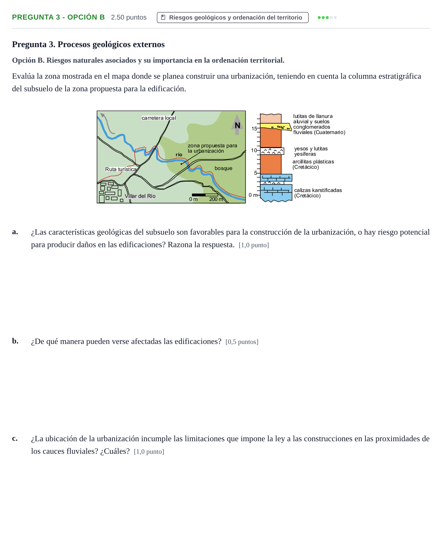 Enunciado: Pregunta 3 - Opción B · Geología y Ciencias Ambientales PAU Asturias Ordinaria 2025