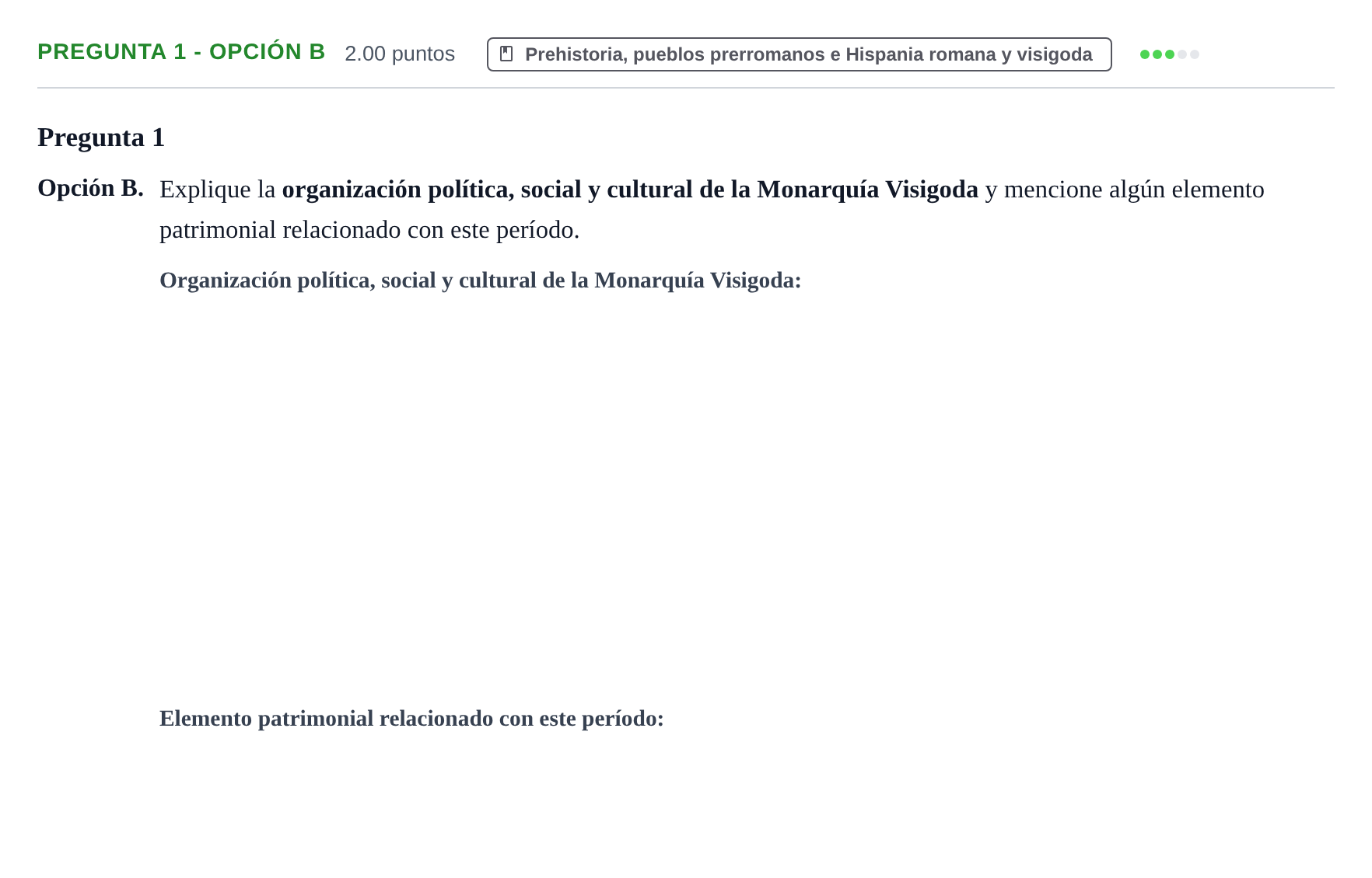 Enunciado: Pregunta 1 - Opción B · Historia de España PAU Asturias Extraordinaria 2025
