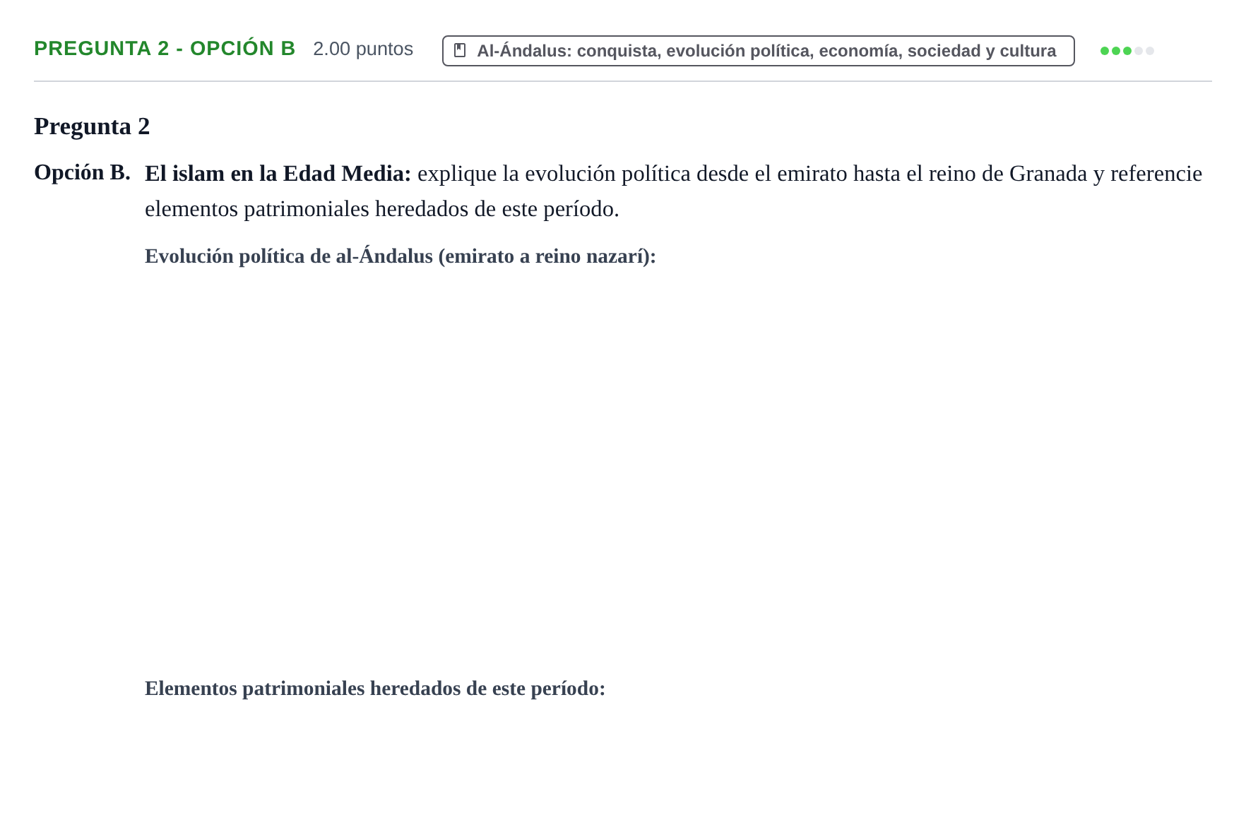 Enunciado: Pregunta 2 - Opción B · Historia de España PAU Asturias Extraordinaria 2025